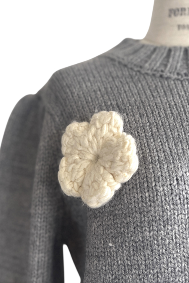 HONEY MI HONEY｜立体フラワーニット｜レディース パフスリーブセーター