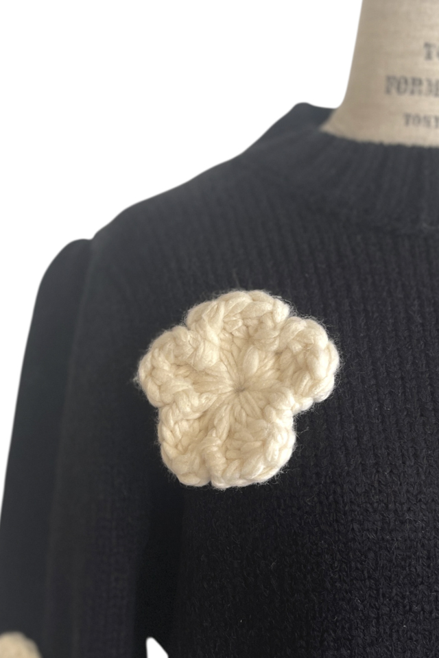 HONEY MI HONEY｜立体フラワーニット｜レディース パフスリーブセーター