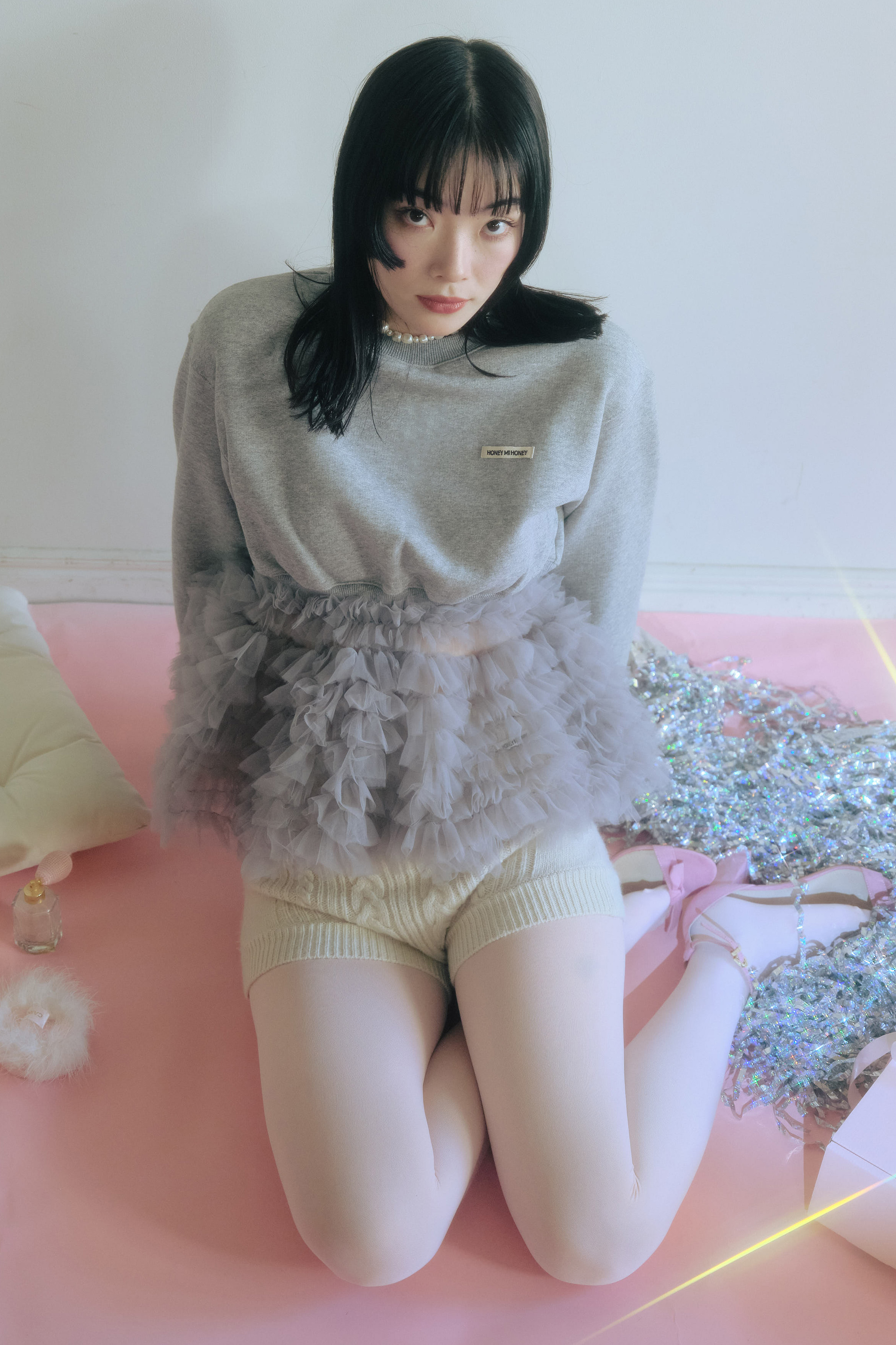 HONEY MI HONEY ハニーミーハニー｜チュールペプラムスウェット