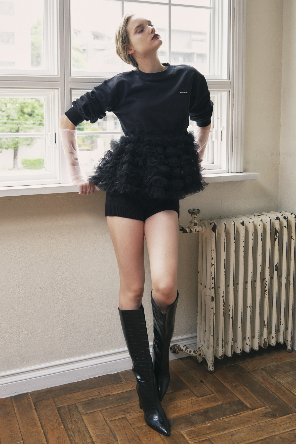 HONEY MI HONEY ハニーミーハニー｜チュールペプラムスウェット