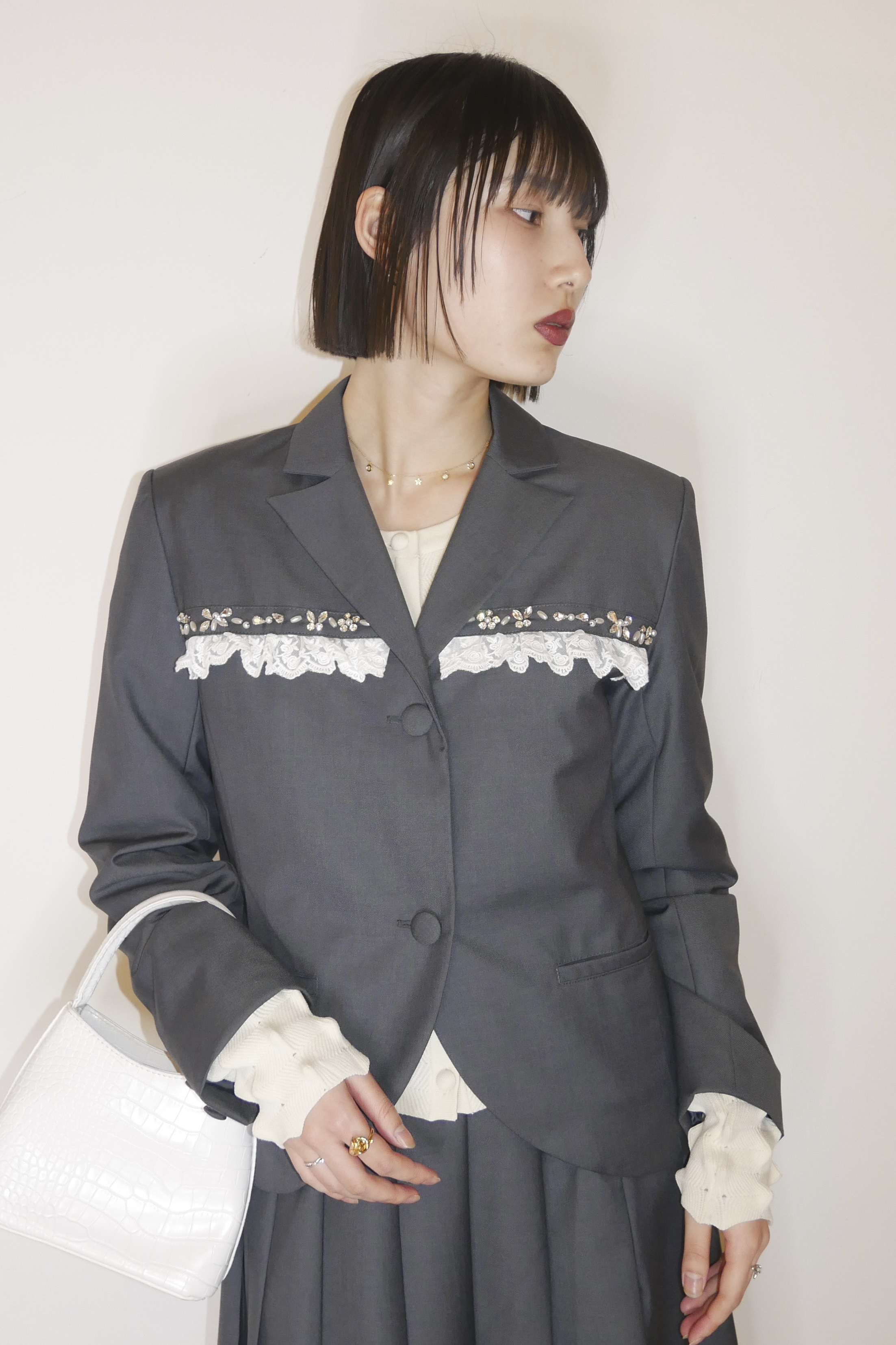 SOWANWANコラボ｜lace frill bijou jacket