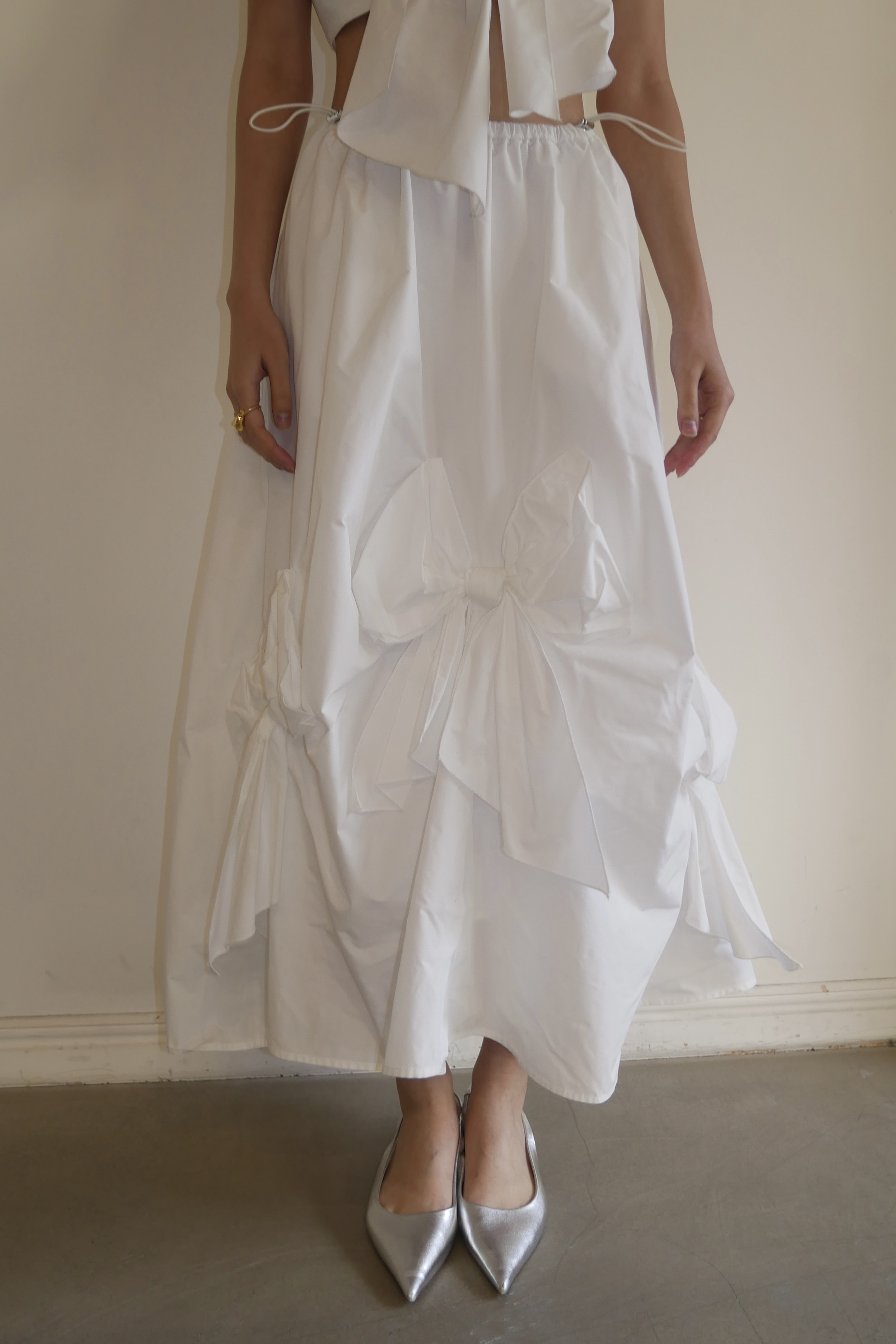 ESPRIT｜taffeta ribbon drape skirt