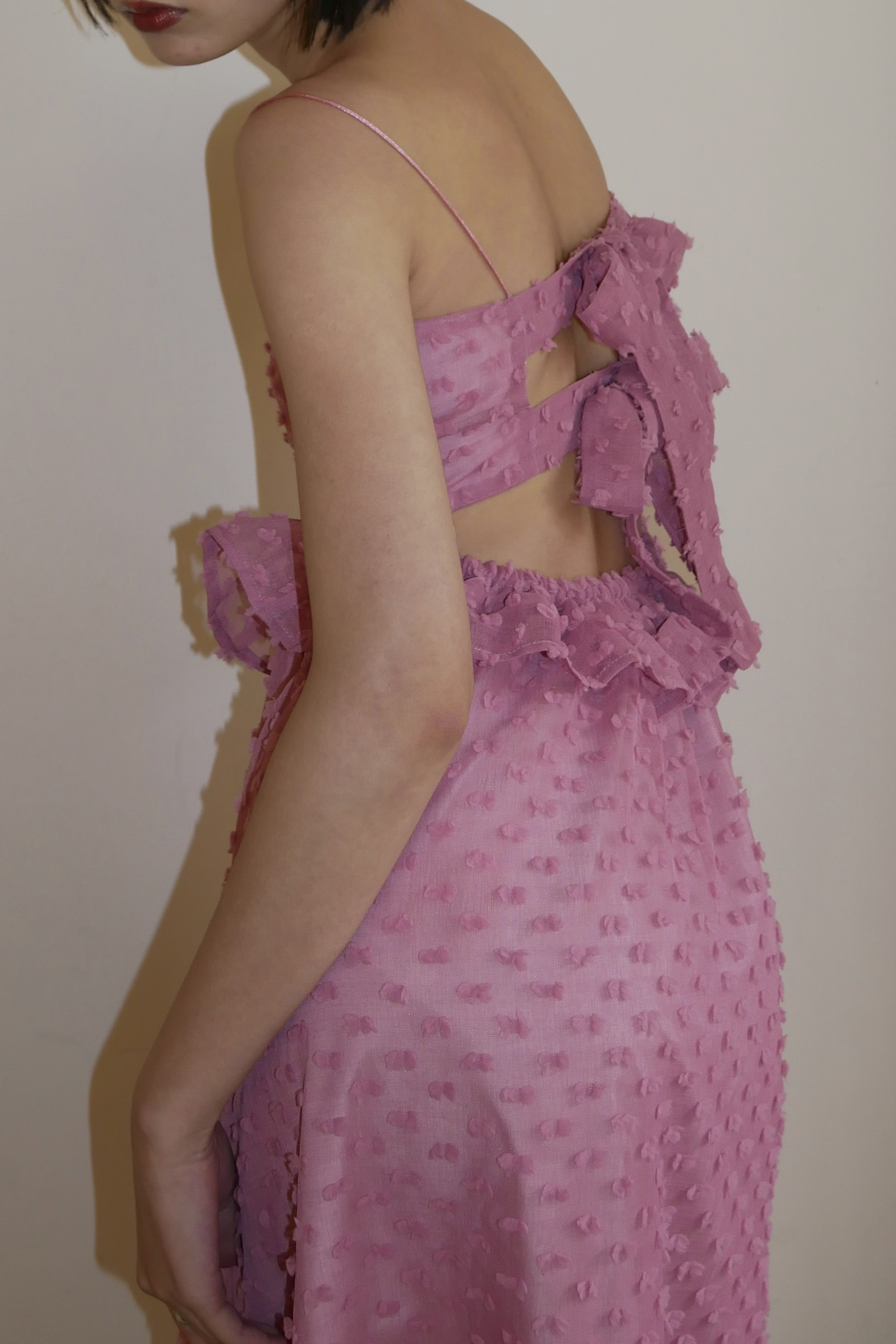 ESPRIT｜dot voile ribbon long one-piece｜ドットボイルリボンロング