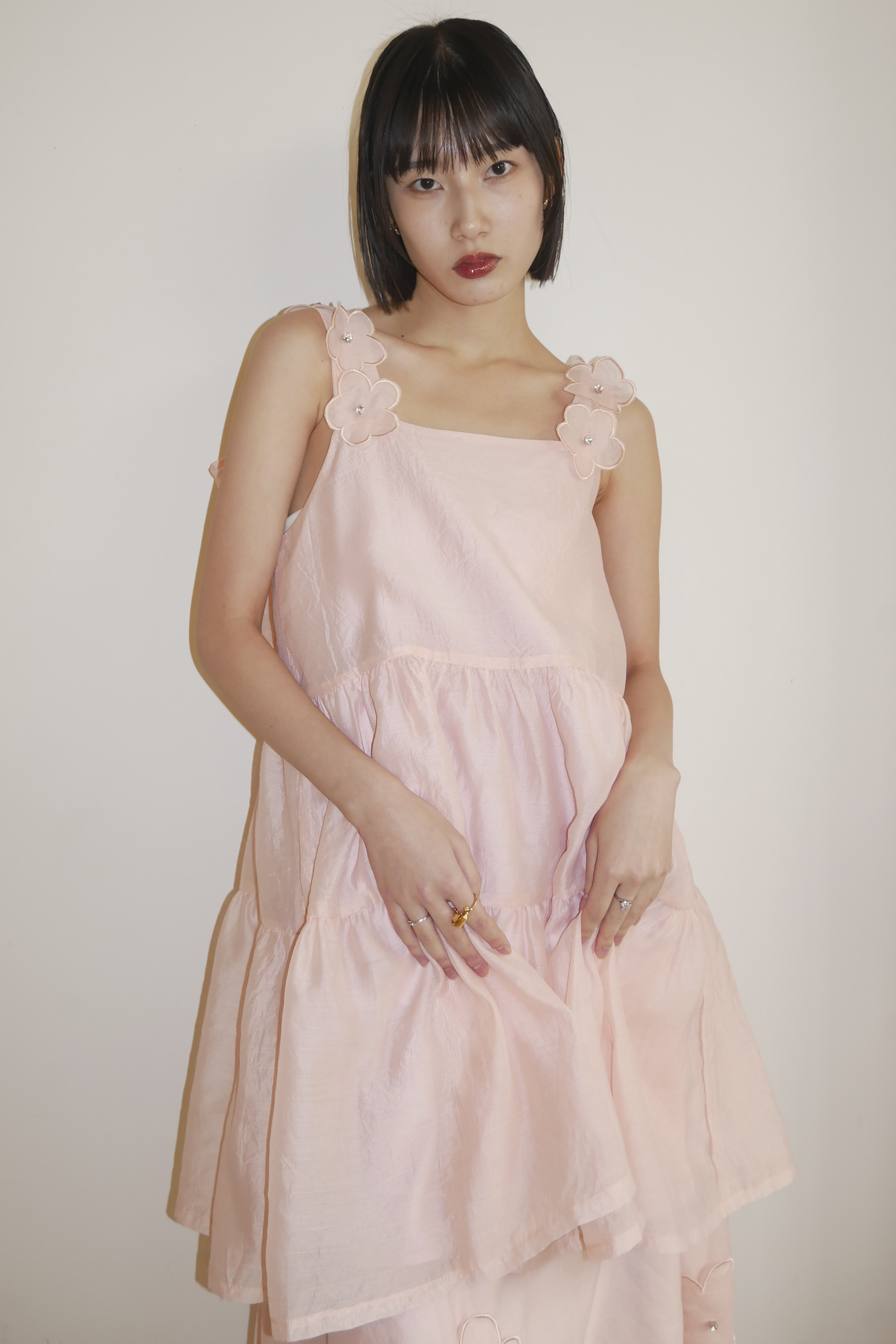 ESPRIT｜flower organdie tiered one-piece｜フラワーオーガンジー
