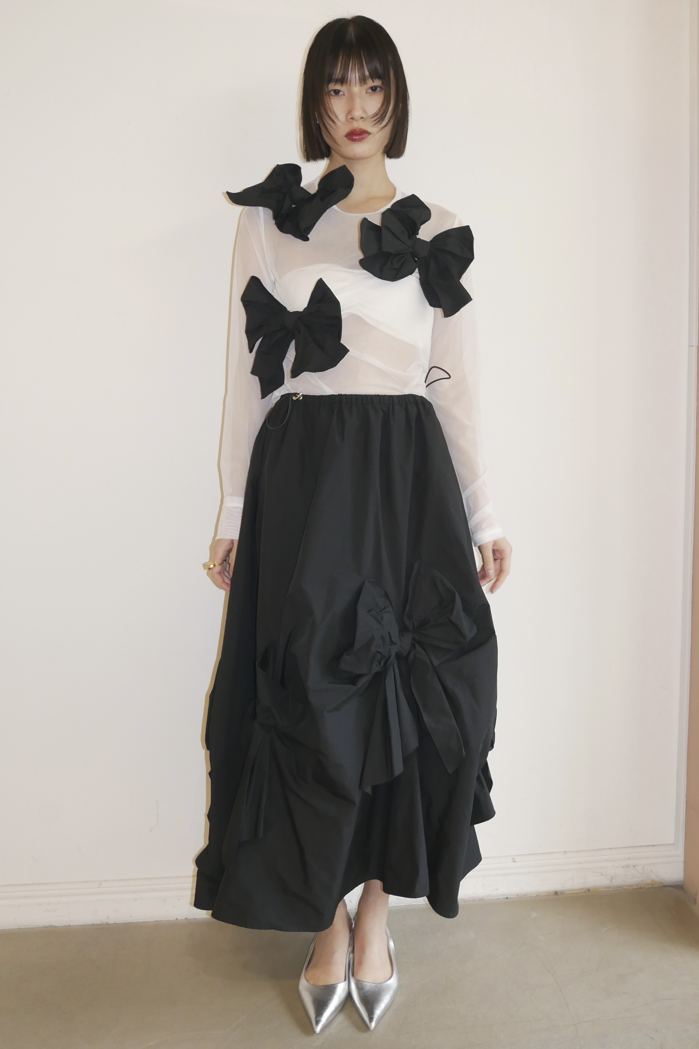 ESPRIT｜taffeta ribbon sheer tops