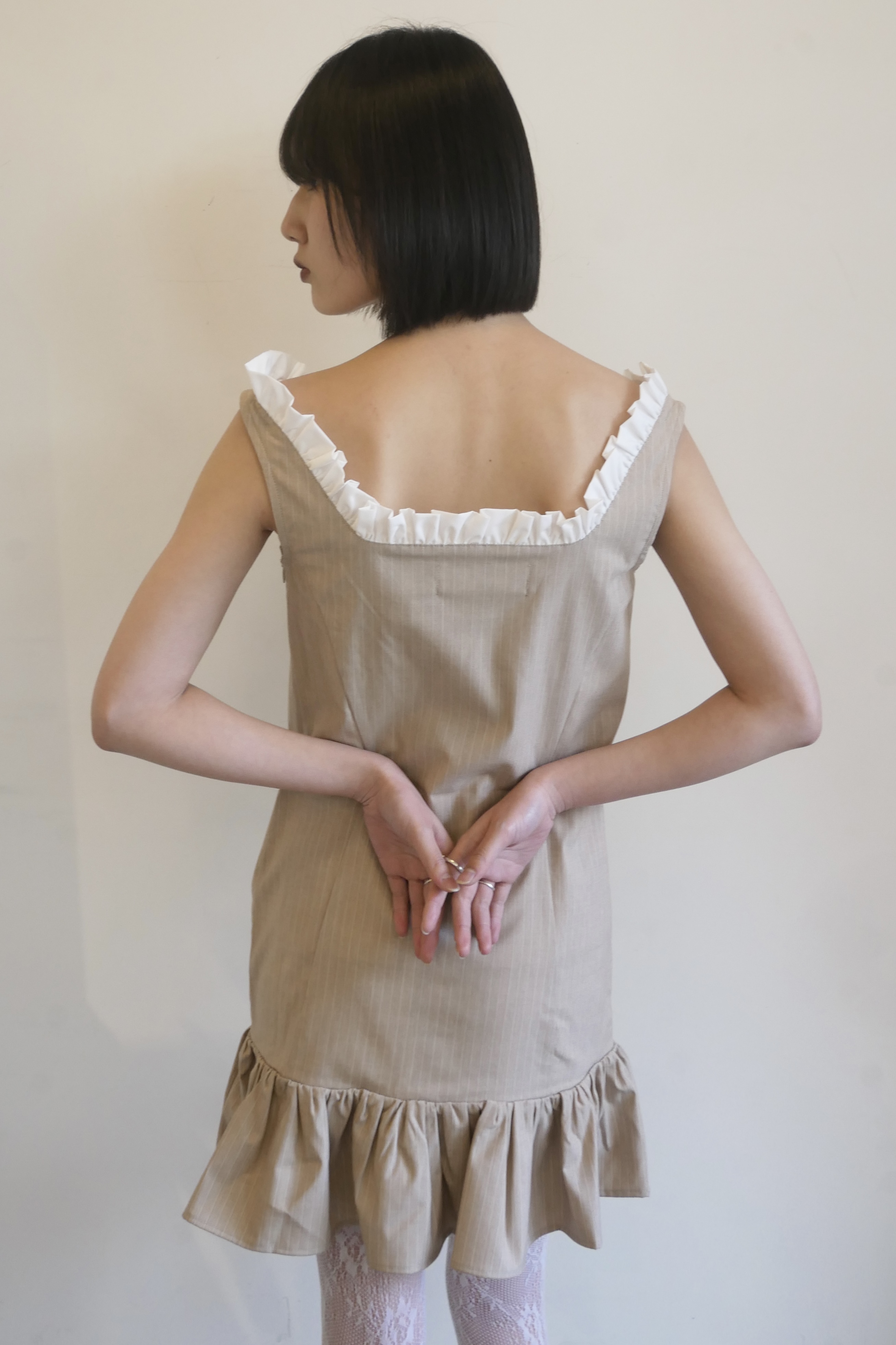 HONEY MI HONEY｜pinstripe ribbon mini one-piece