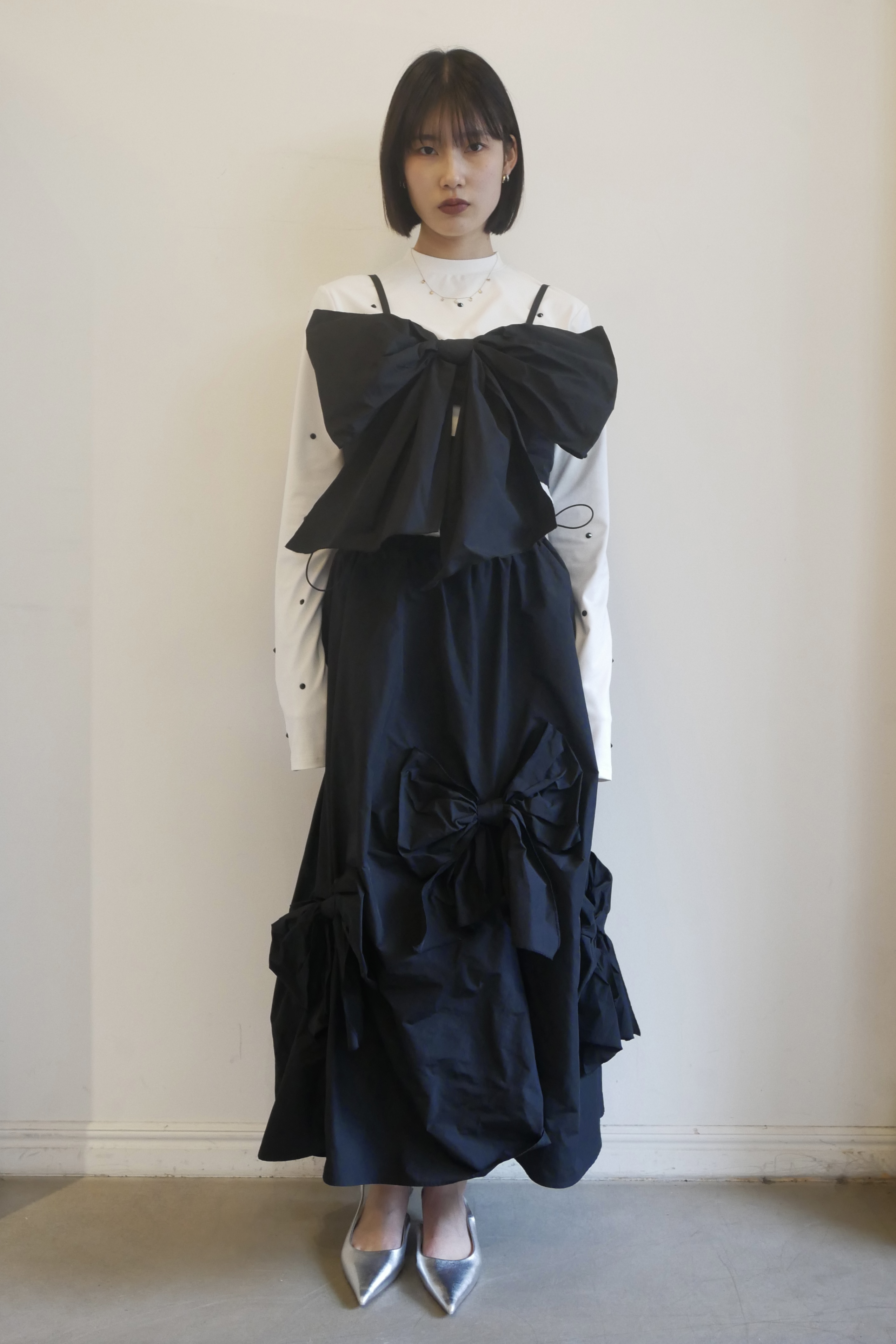 ESPRIT｜taffeta ribbon drape skirt