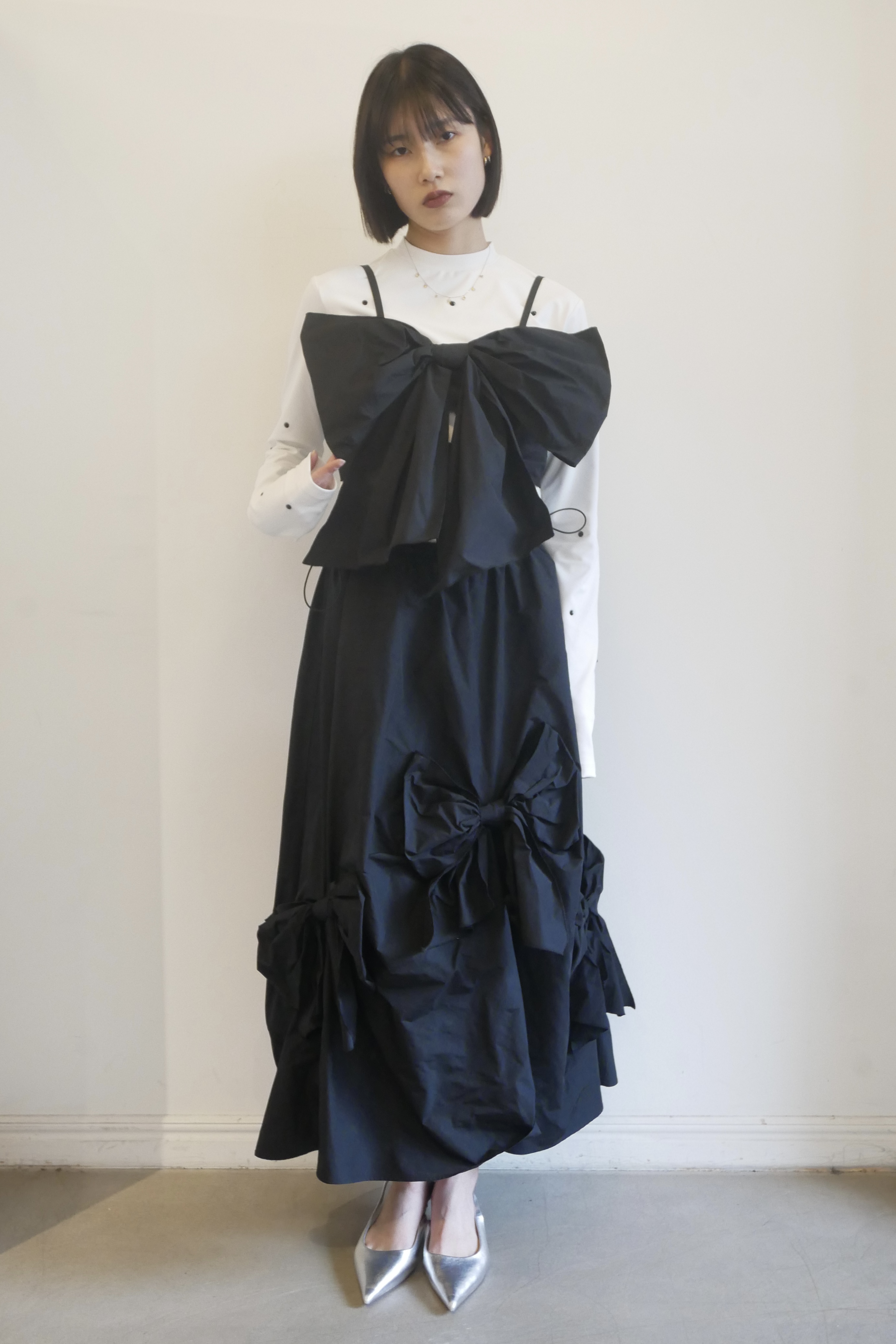 ESPRIT｜taffeta ribbon drape skirt