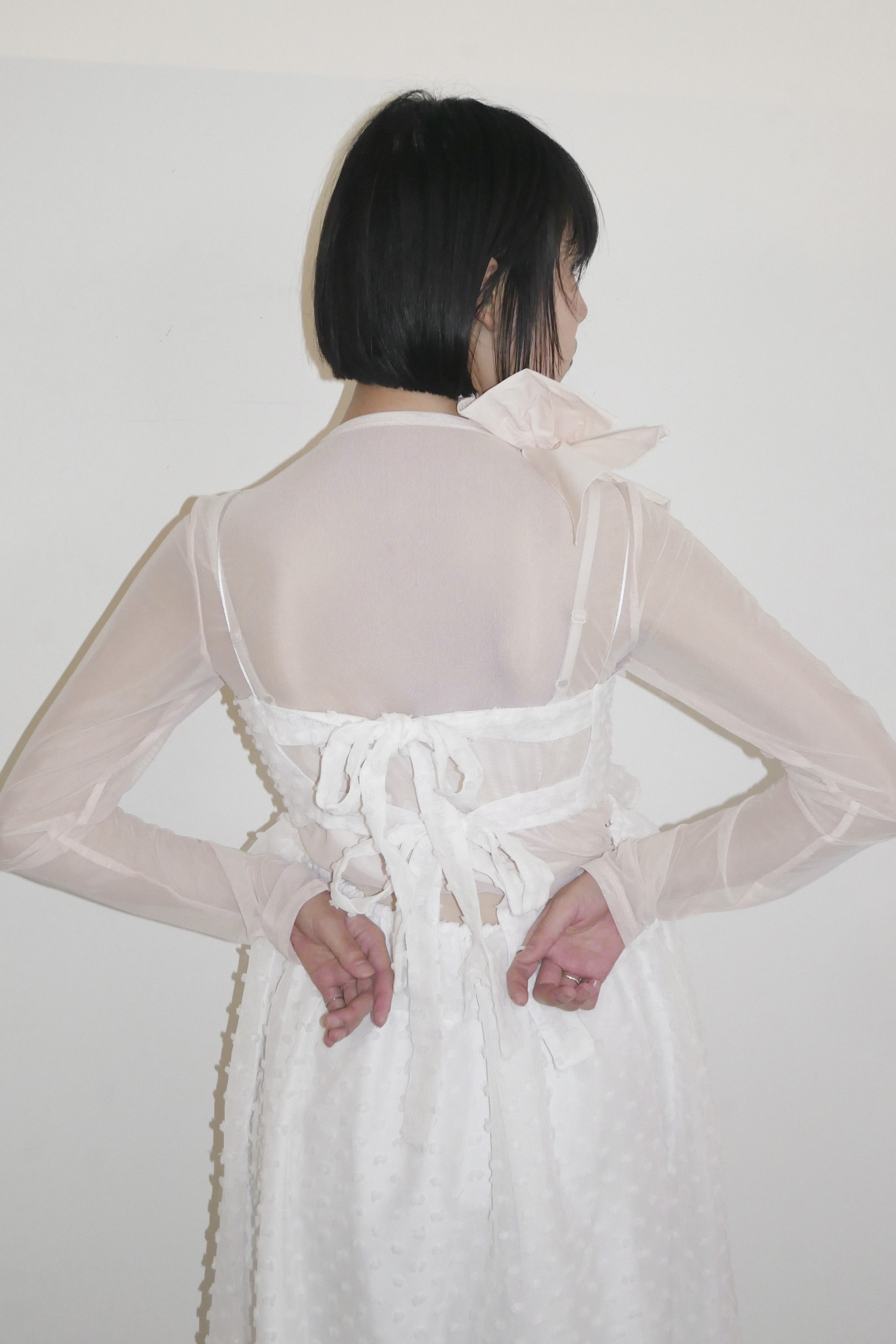 ESPRIT｜dot voile ribbon long one-piece｜ドットボイルリボンロング