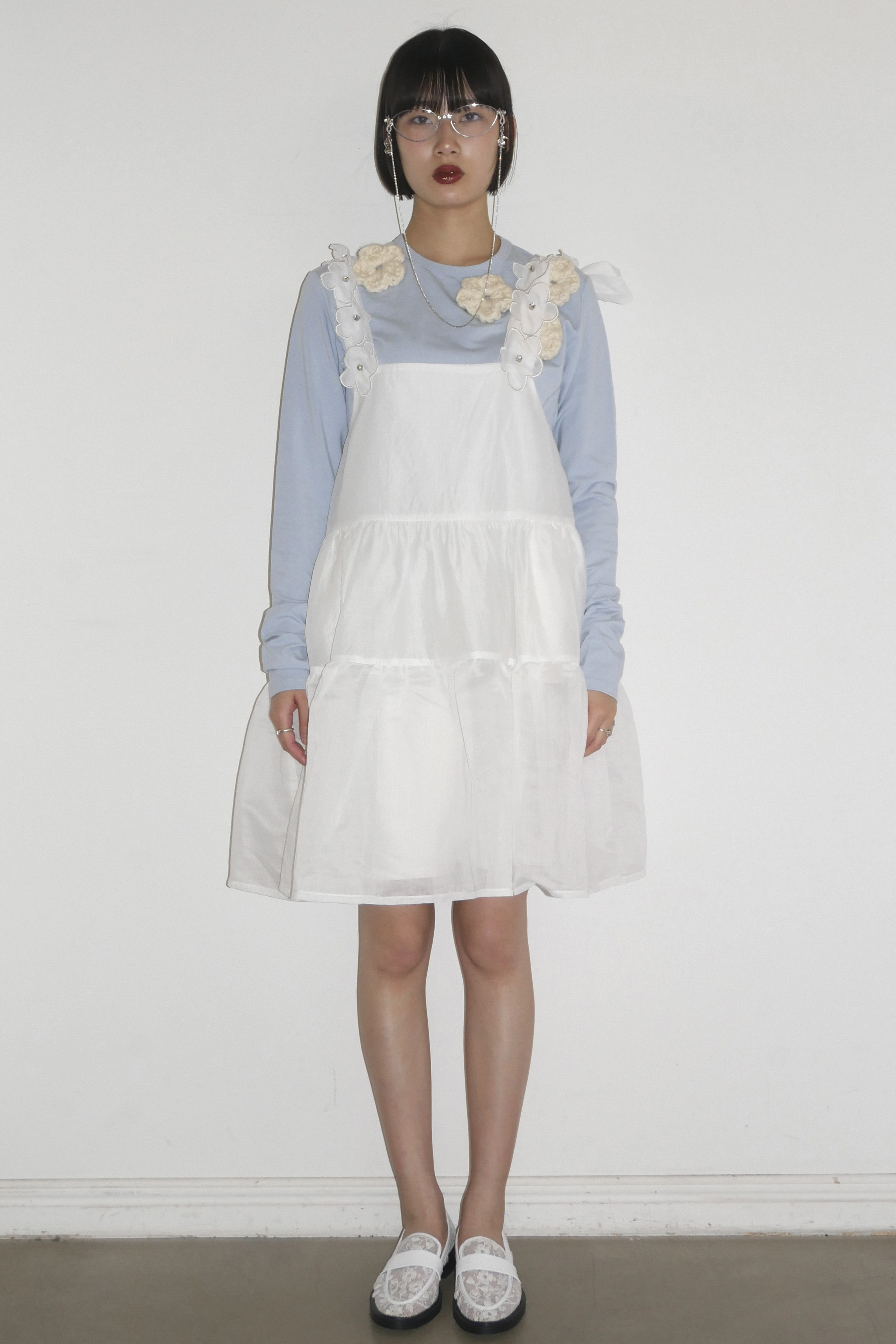 HONEY MI HONEY｜flower long t-shirt｜フラワーニットフラワーロングT