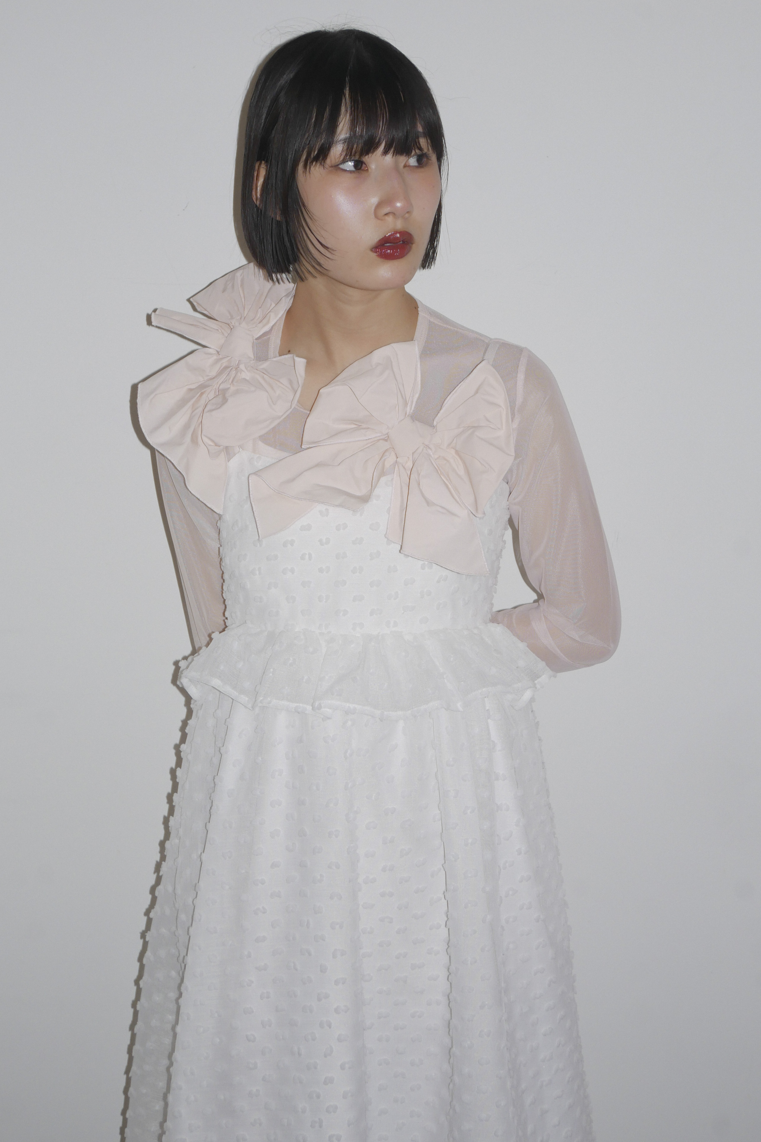 ESPRIT｜dot voile ribbon long one-piece｜ドットボイルリボンロング