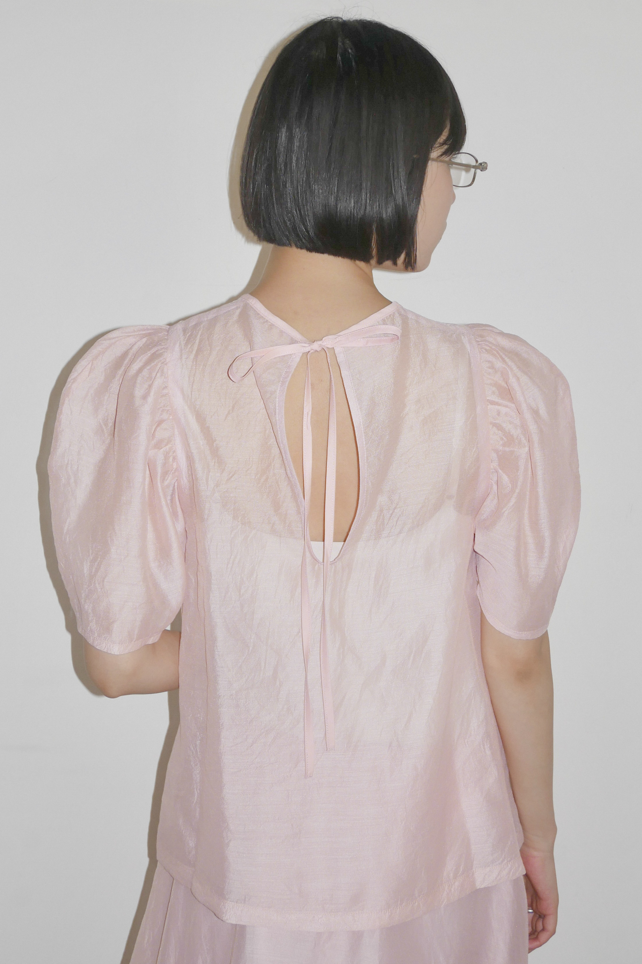 ESPRIT｜flower organdie puff blouse｜フラワーオーガンジーパフブラウス