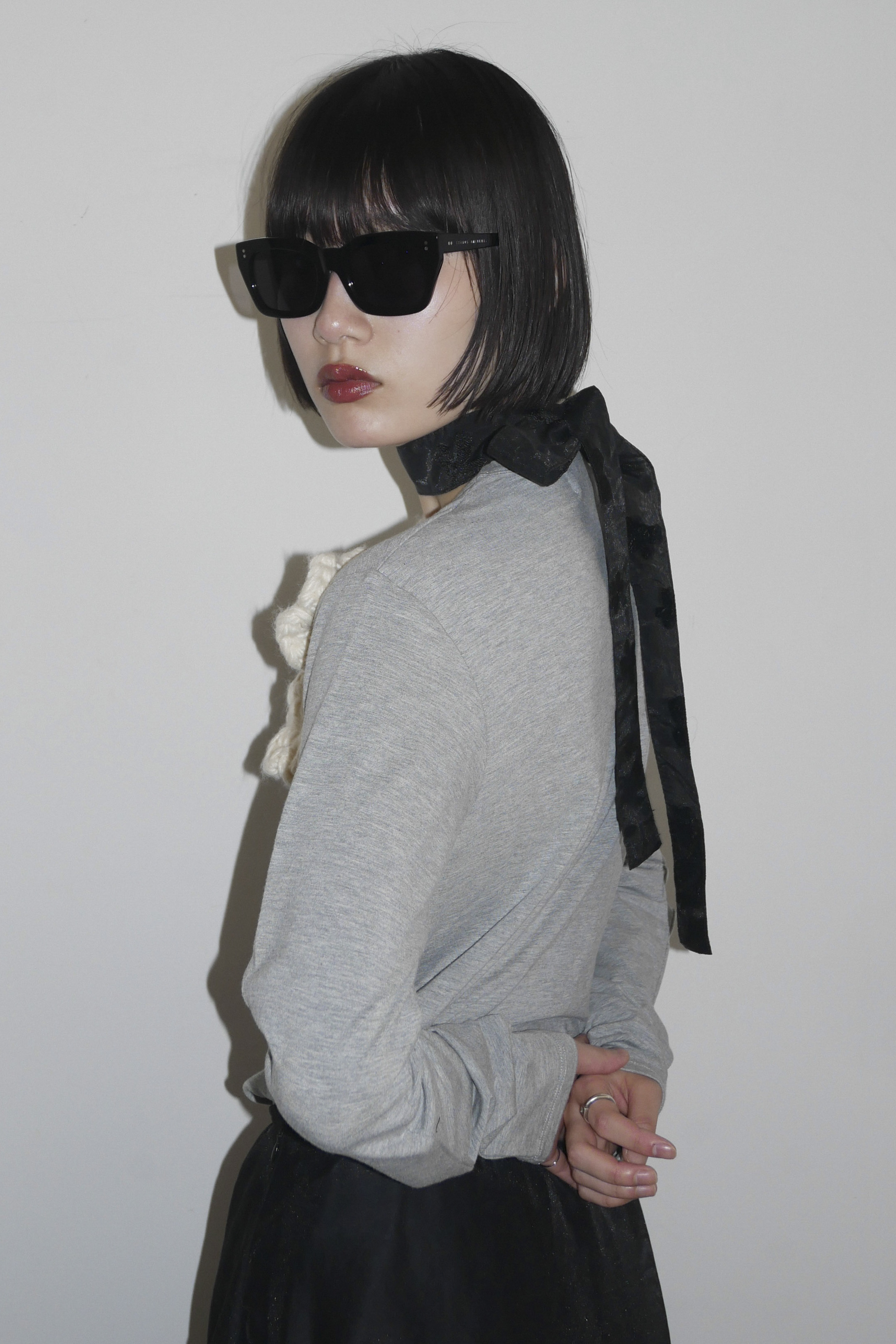 HONEY MI HONEY｜flower long t-shirt｜フラワーニットフラワーロングT