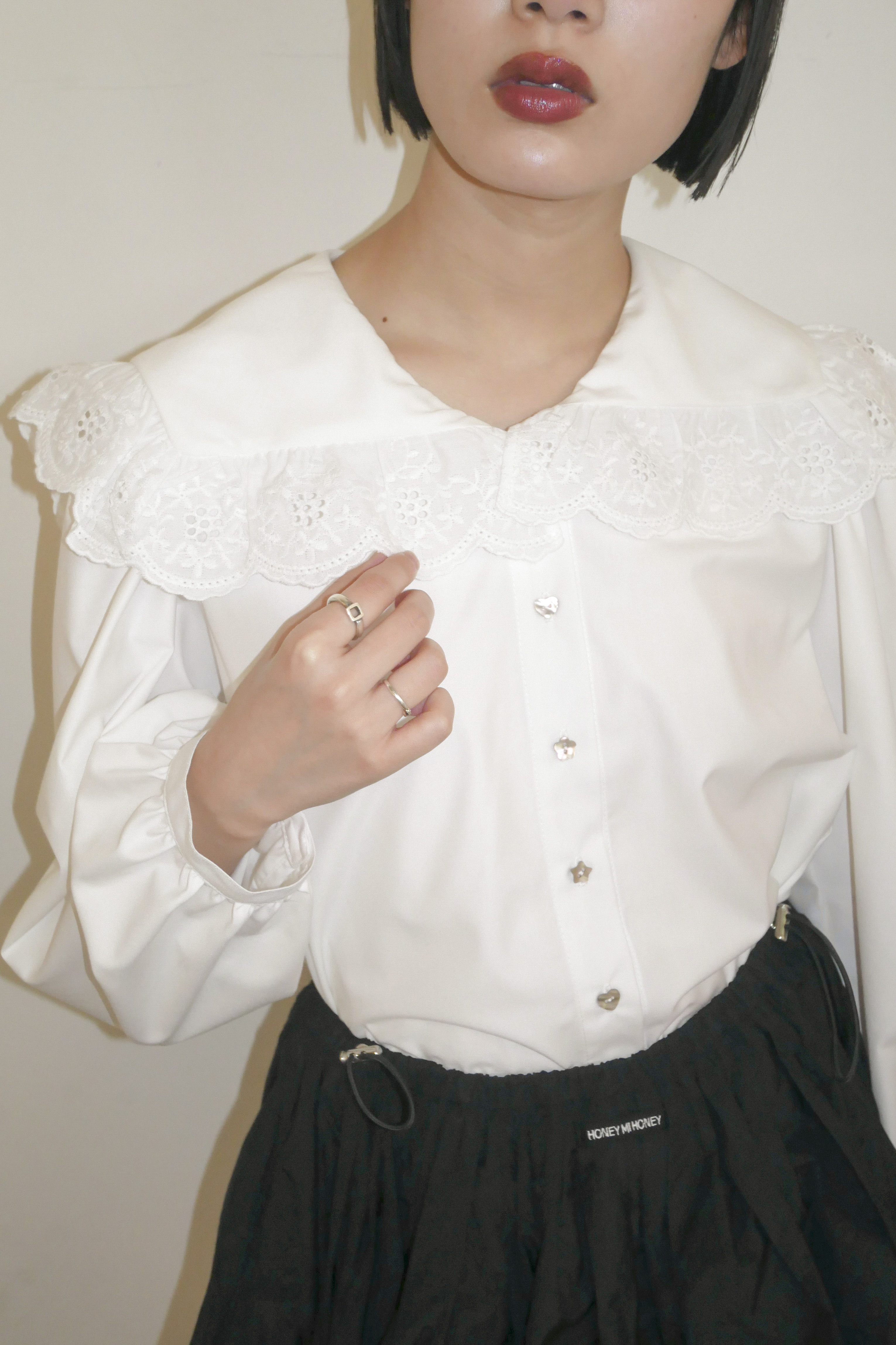 HONEY MI HONEY｜lace frill sailor collar blouse｜レディース ブラウス