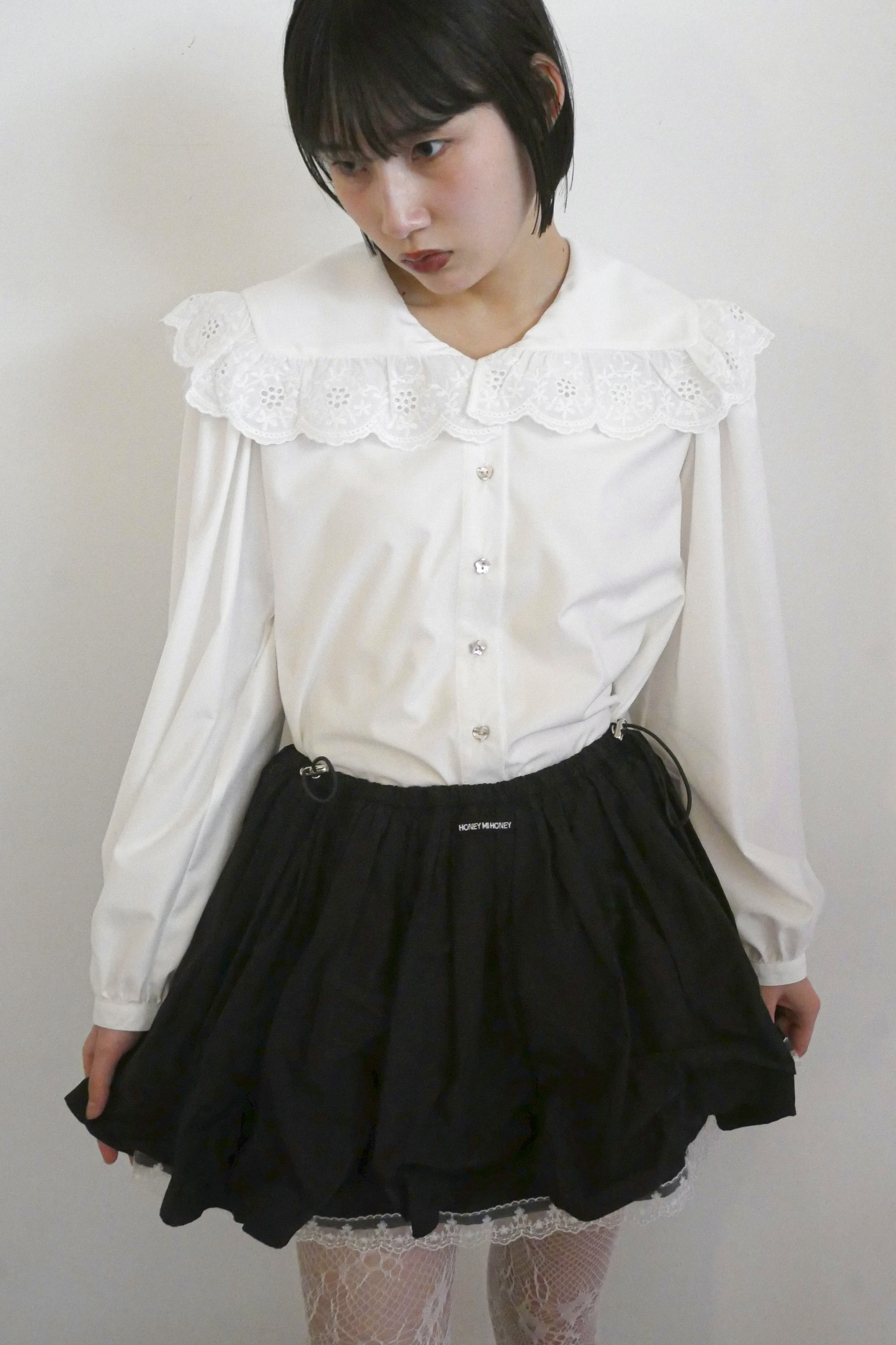 HONEY MI HONEY｜taffeta layered drape mini skirt