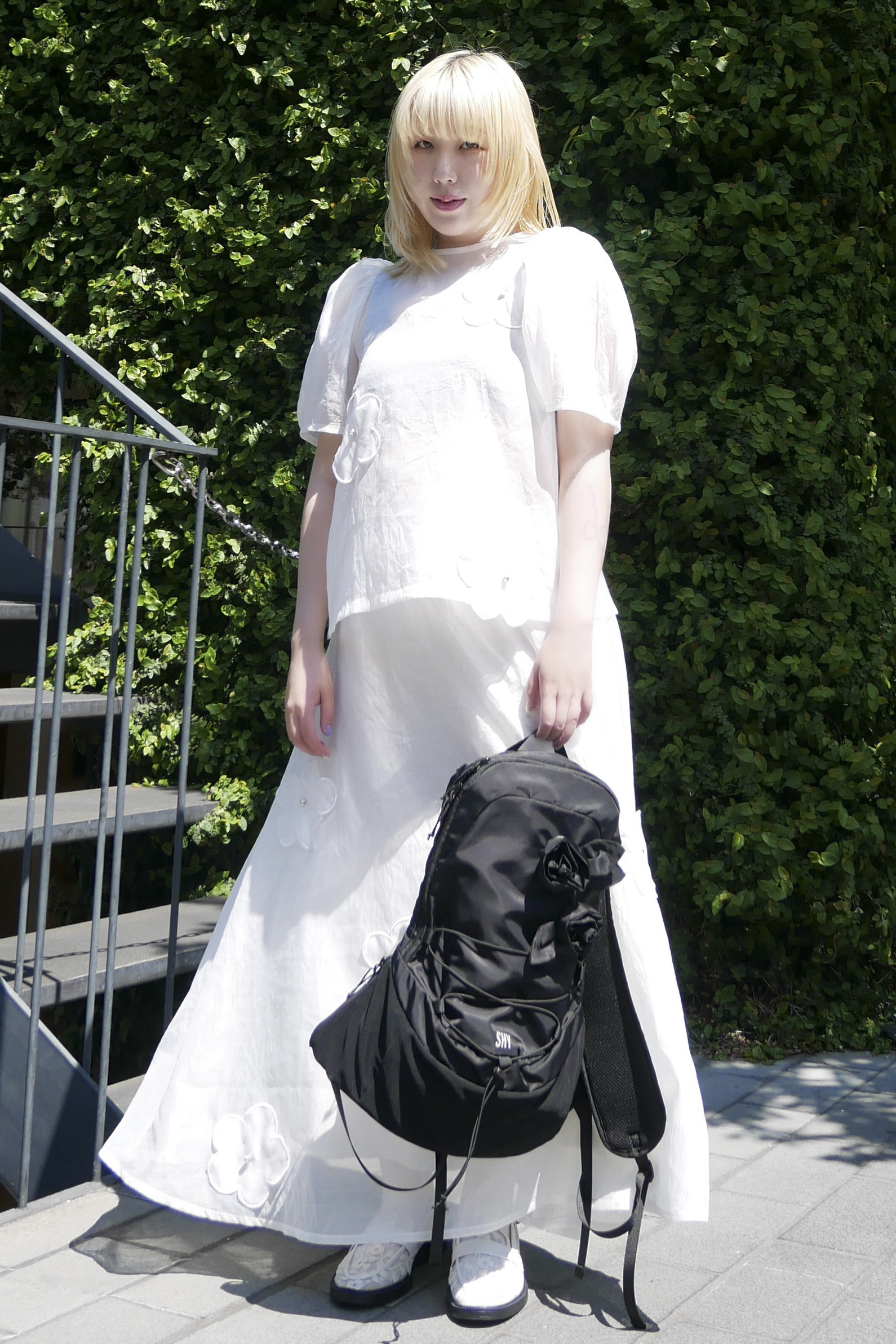 ESPRIT｜flower organdie puff blouse｜フラワーオーガンジーパフブラウス