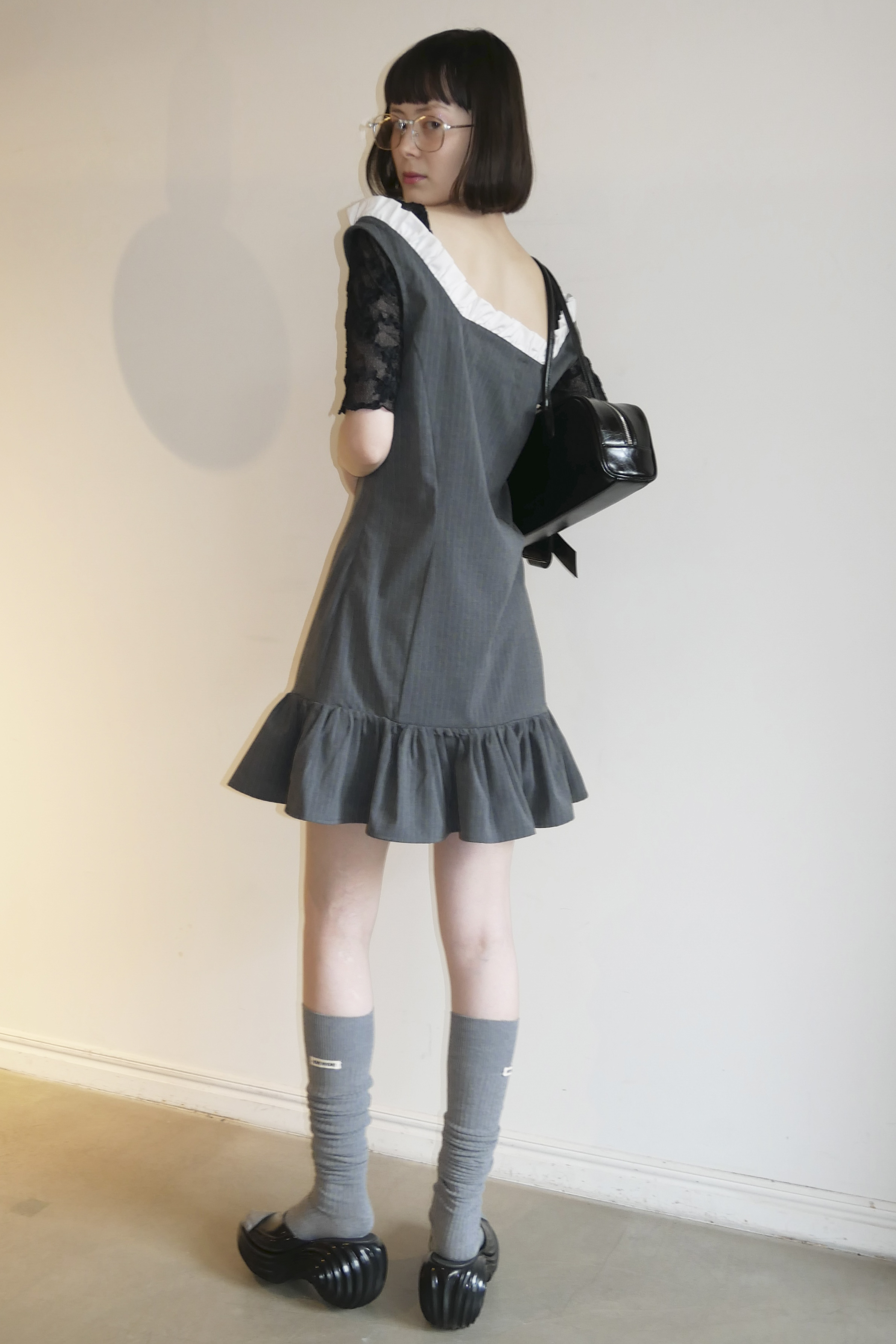 HONEY MI HONEY｜pinstripe ribbon mini one-piece
