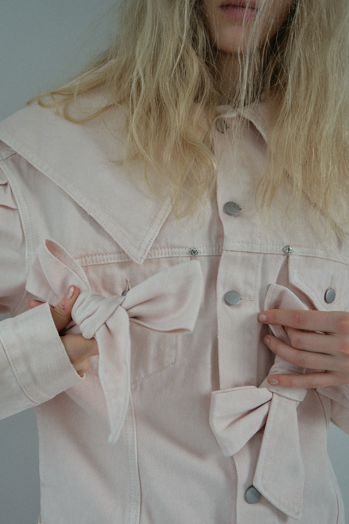 ribbon sailor collar denim jacket | HONEY MI HONEY
