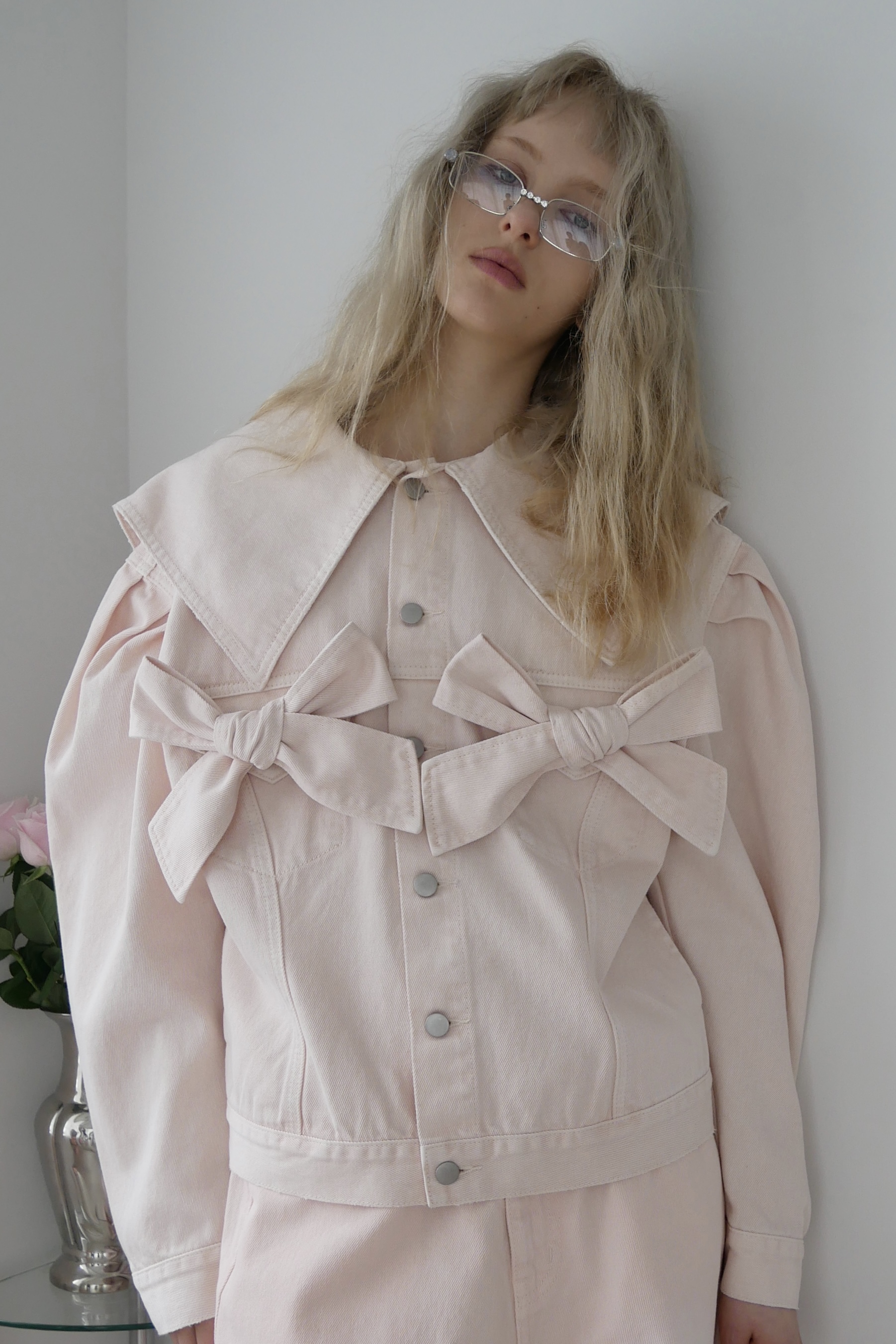 【HONEY MI HONEY】ribbon sailor collar denim jacket
