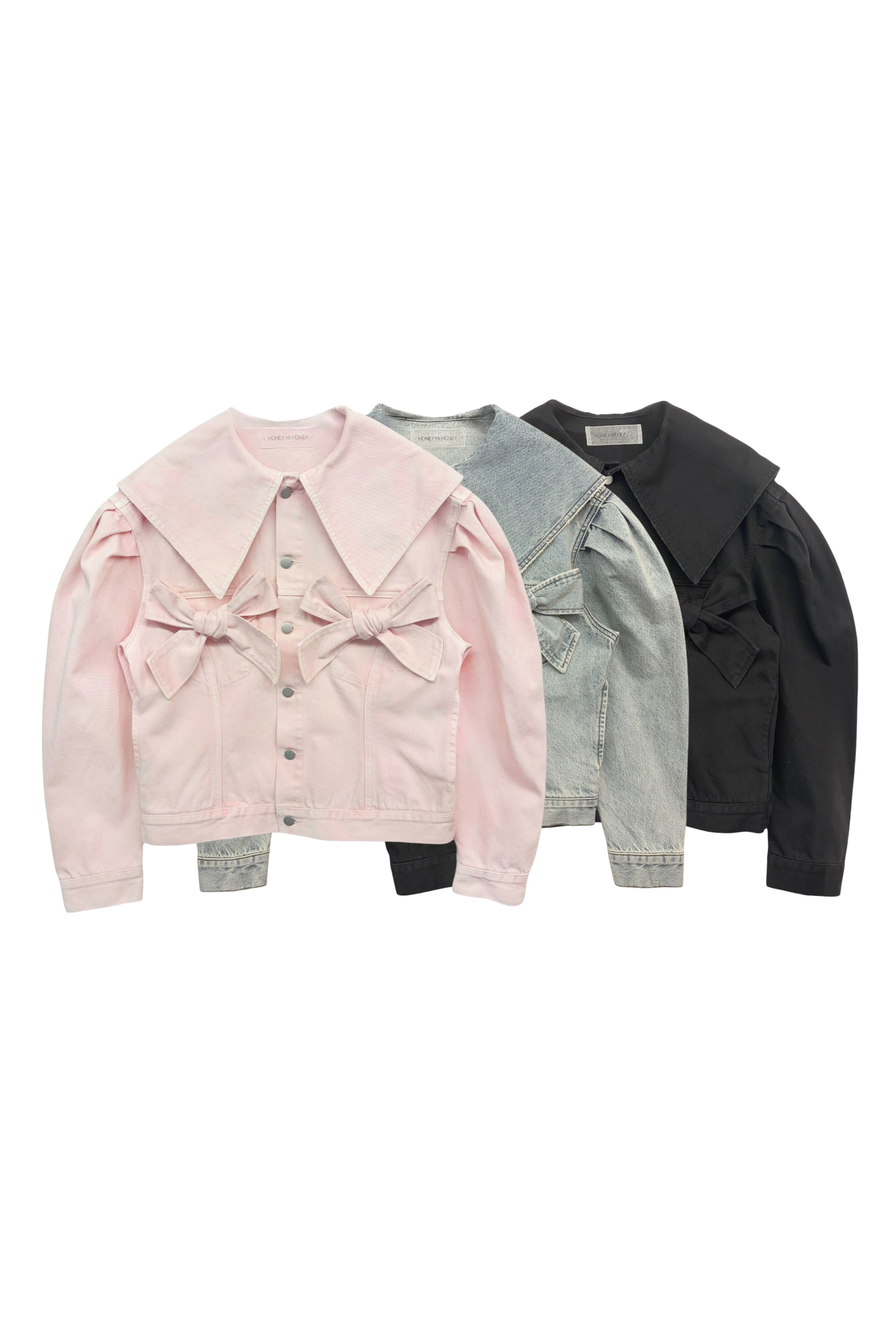 ribbon sailor collar denim jacket | HONEY MI HONEY