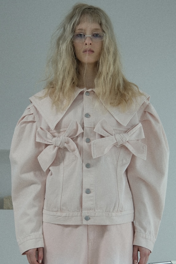 ribbon sailor collar denim jacket | HONEY MI HONEY