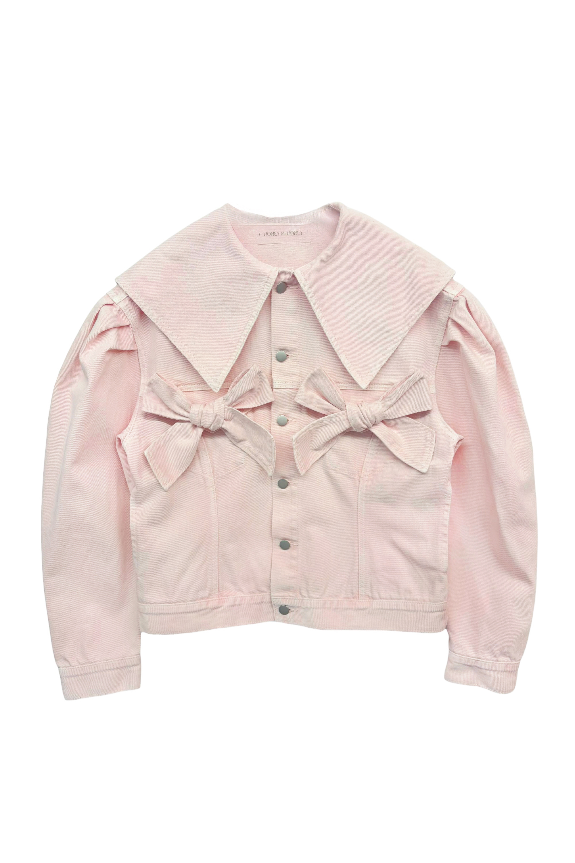 ribbon sailor collar denim jacket | HONEY MI HONEY