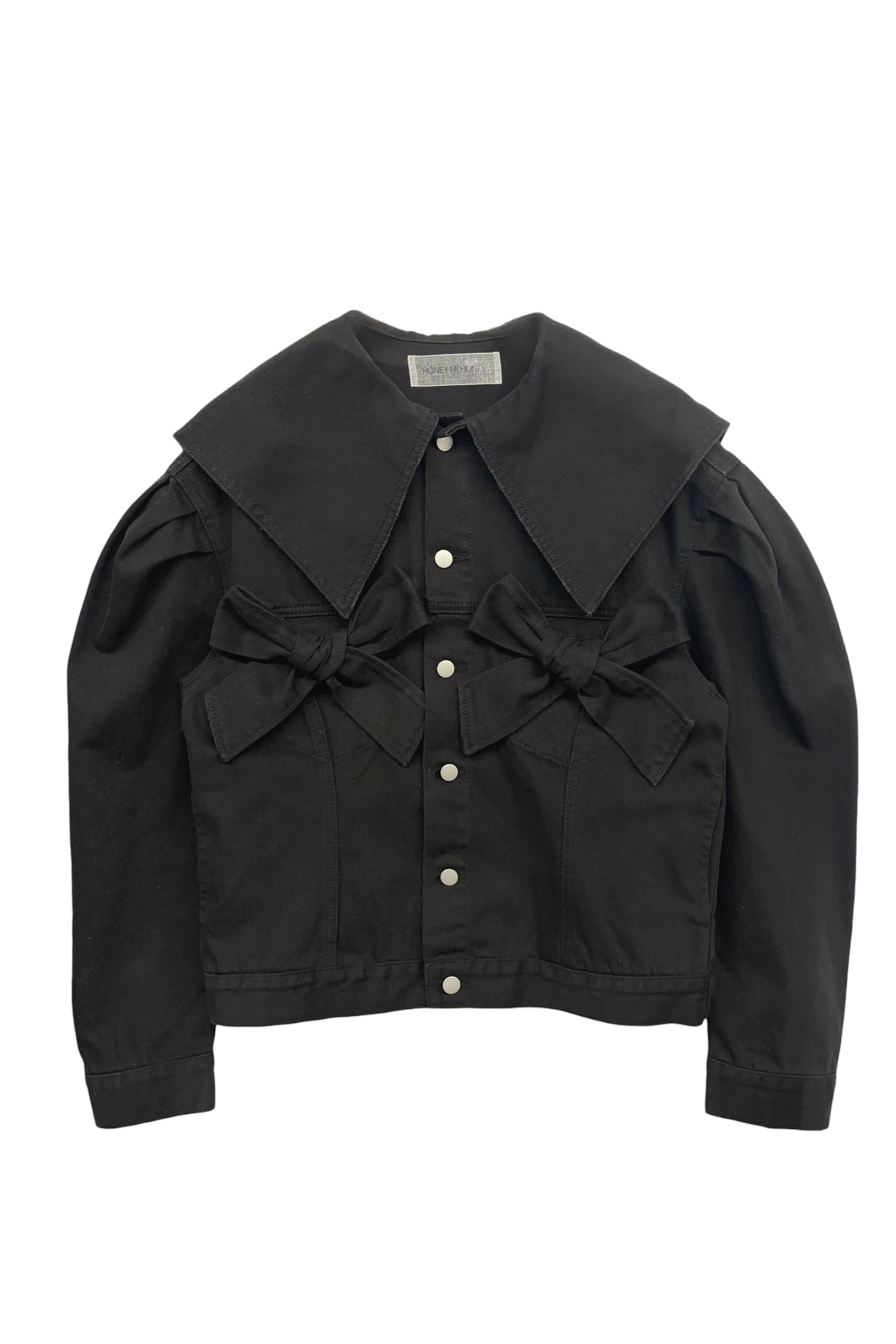 ribbon sailor collar denim jacket | HONEY MI HONEY
