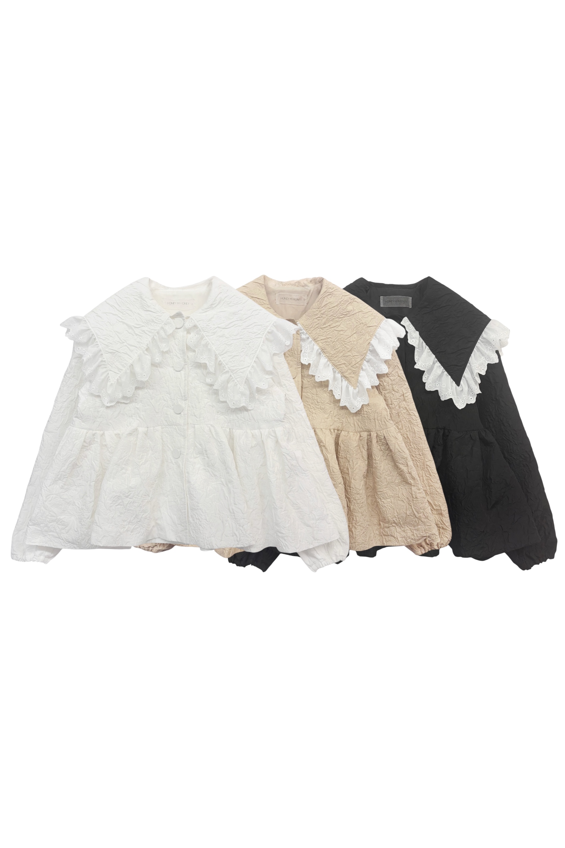 cotton frill quilting sailor peplum coat | HONEY MI HONEY