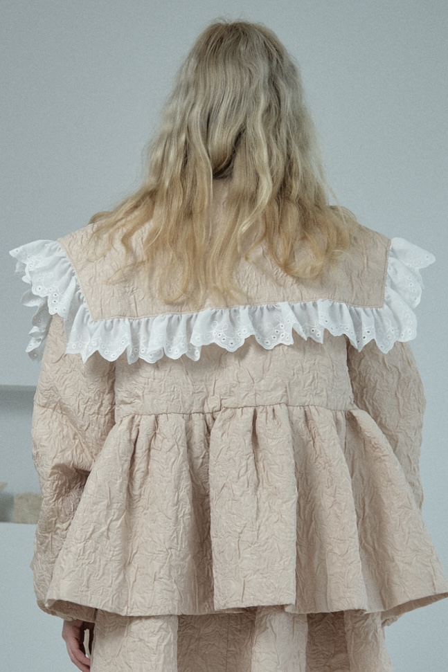 cotton frill quilting sailor peplum coat | HONEY MI HONEY