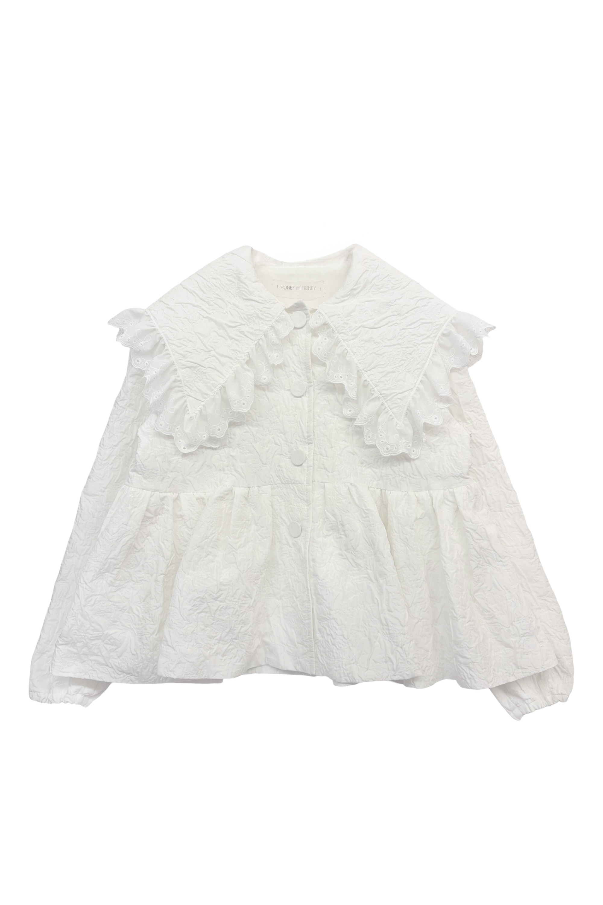cotton frill quilting sailor peplum coat | HONEY MI HONEY