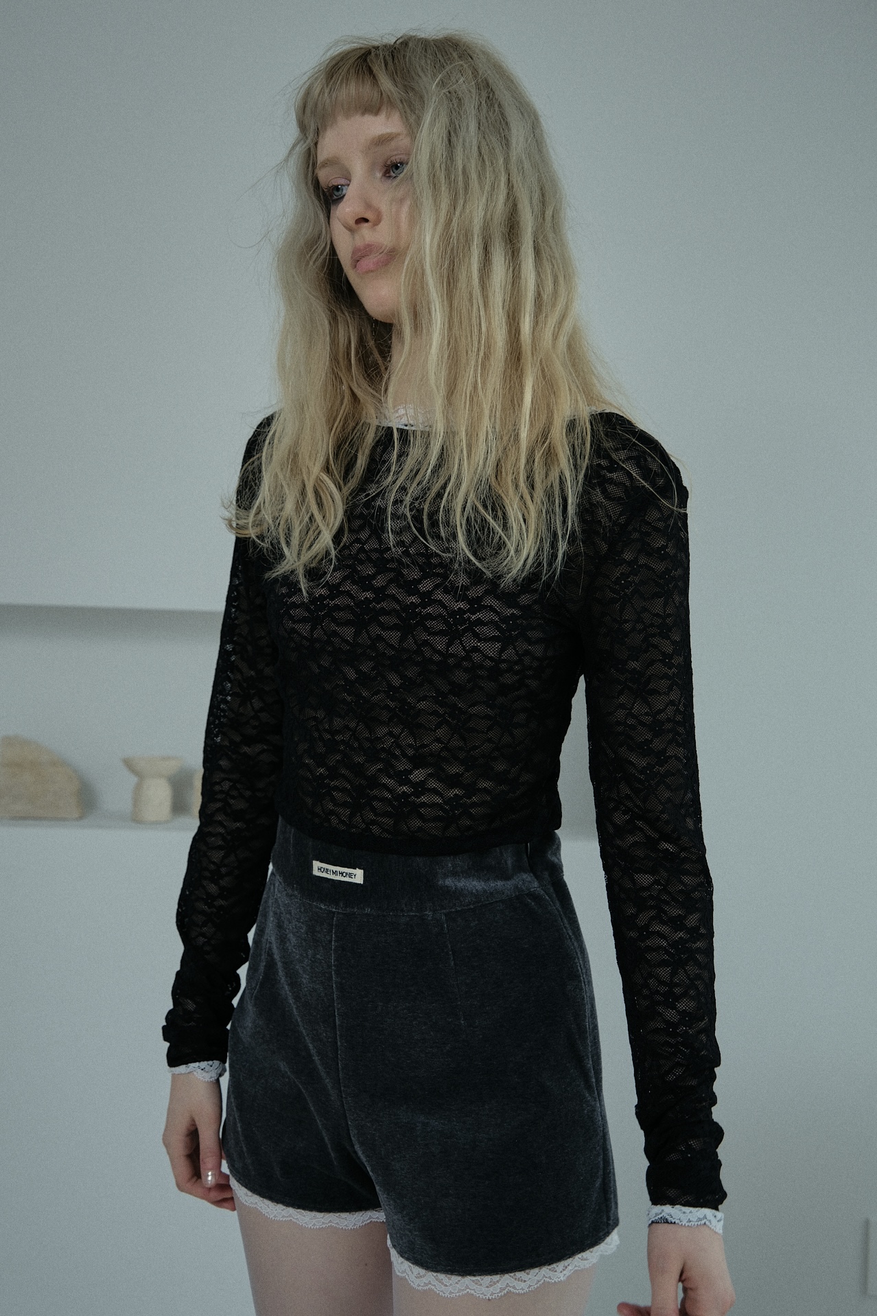 velour lace short pants | HONEY MI HONEY