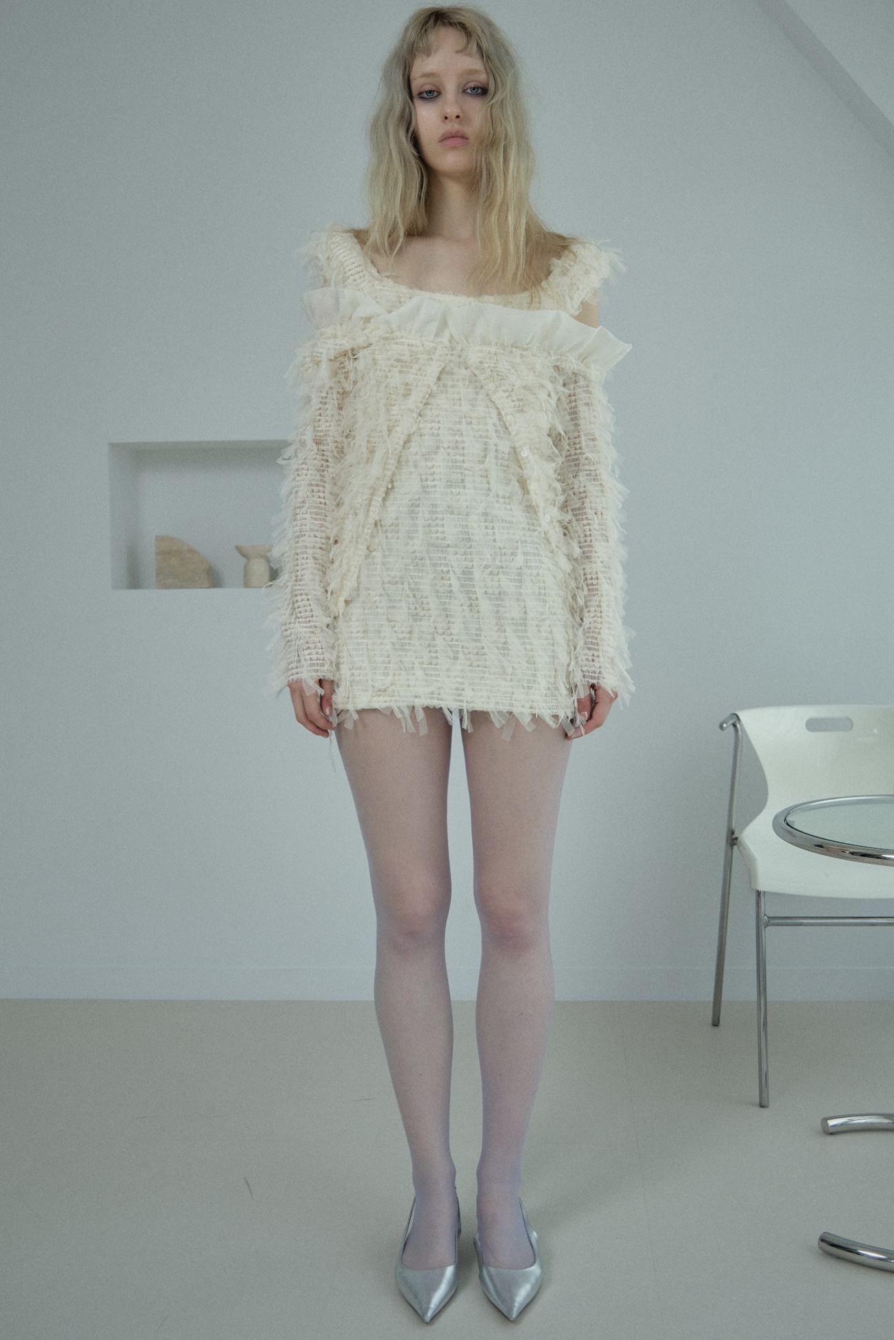 fringe off shoulder cardigan | HONEY MI HONEY