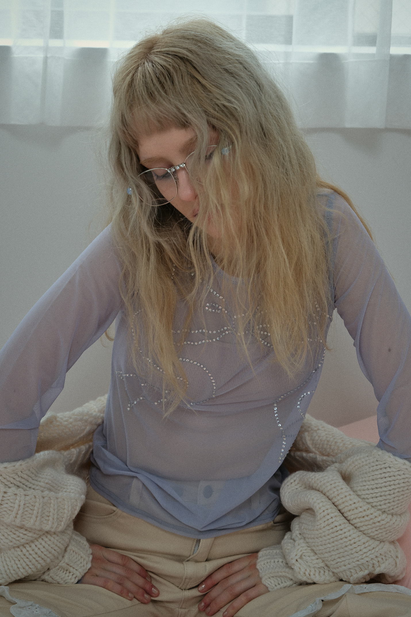 line stone ribbon tulle tops | HONEY MI HONEY