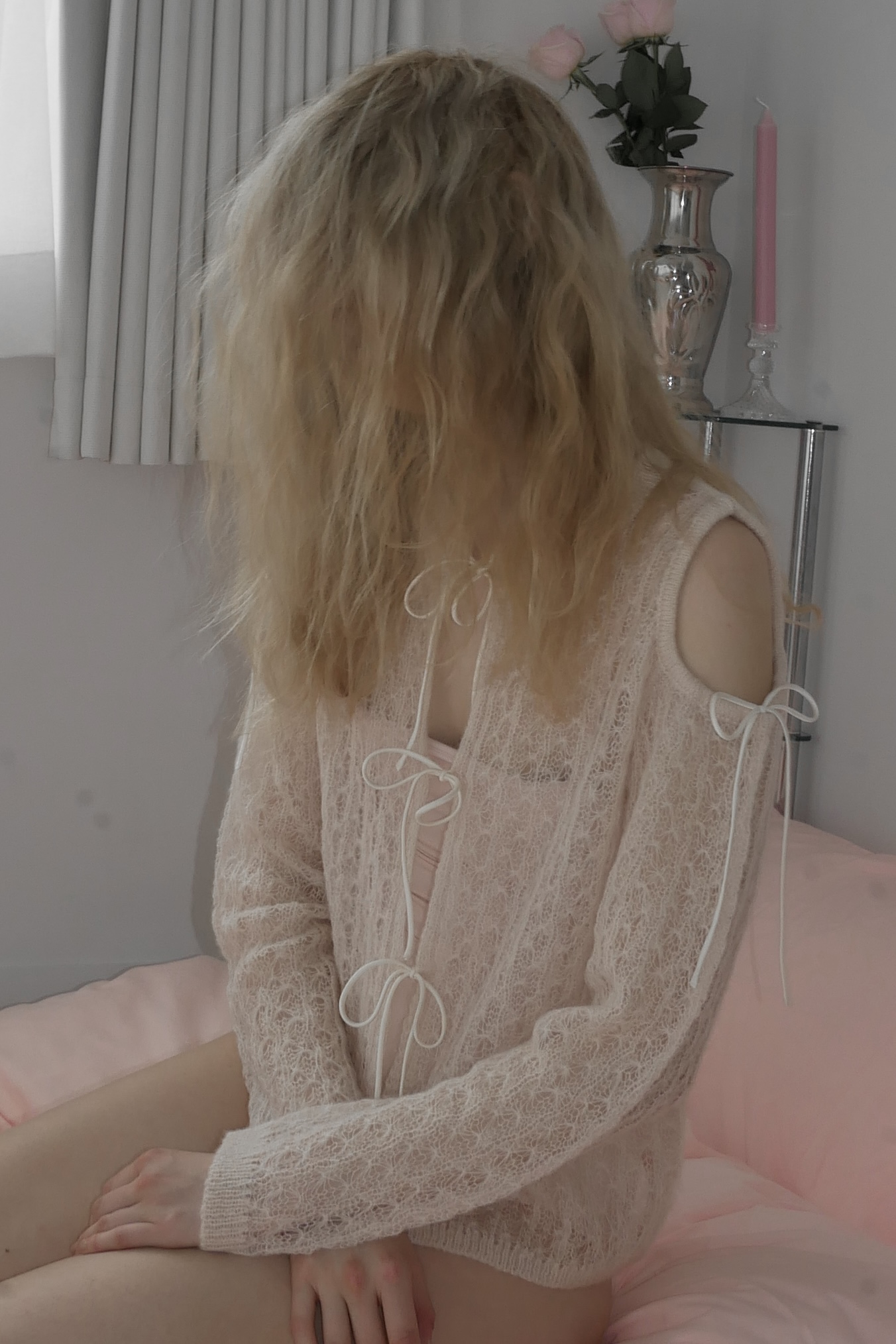 【HONEY MI HONEY】sheer mohair ribbon tops