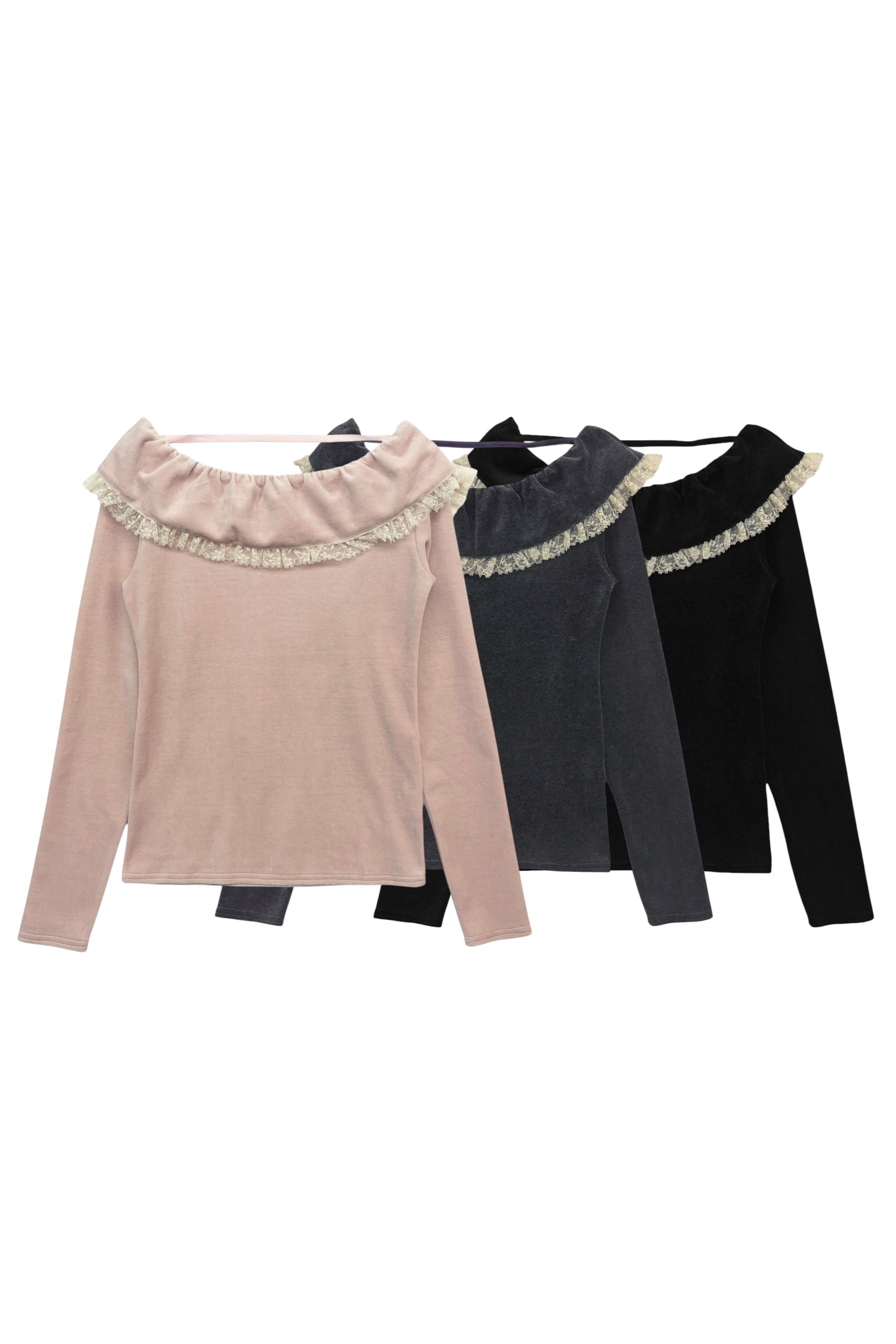 velour lace back open tops | HONEY MI HONEY