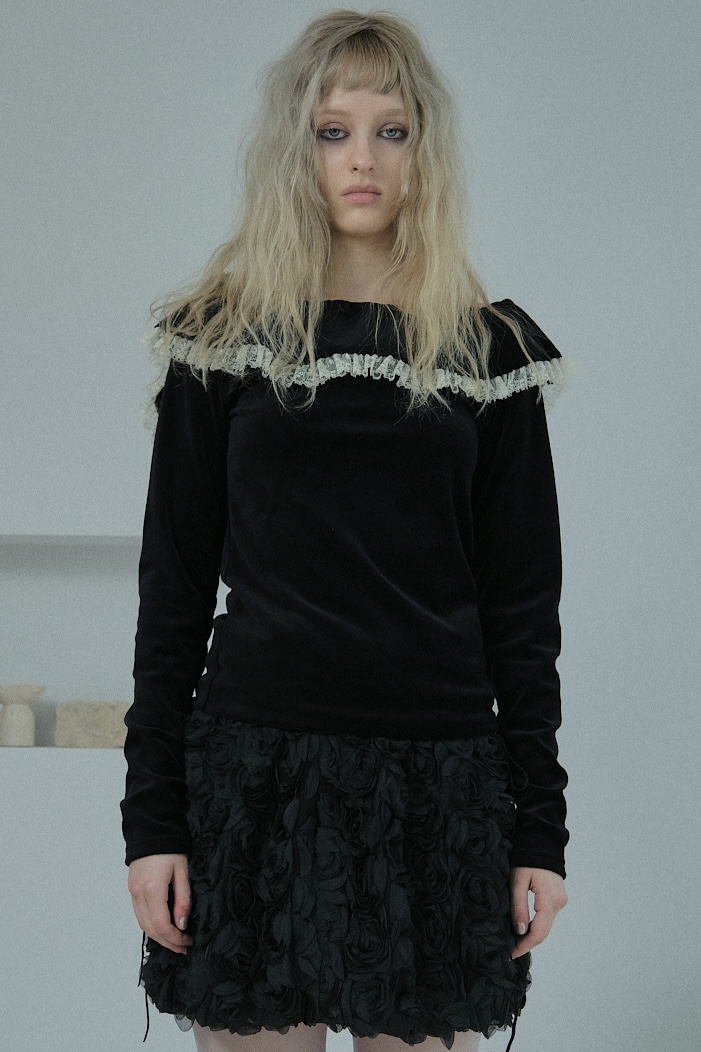velour lace back open tops | HONEY MI HONEY