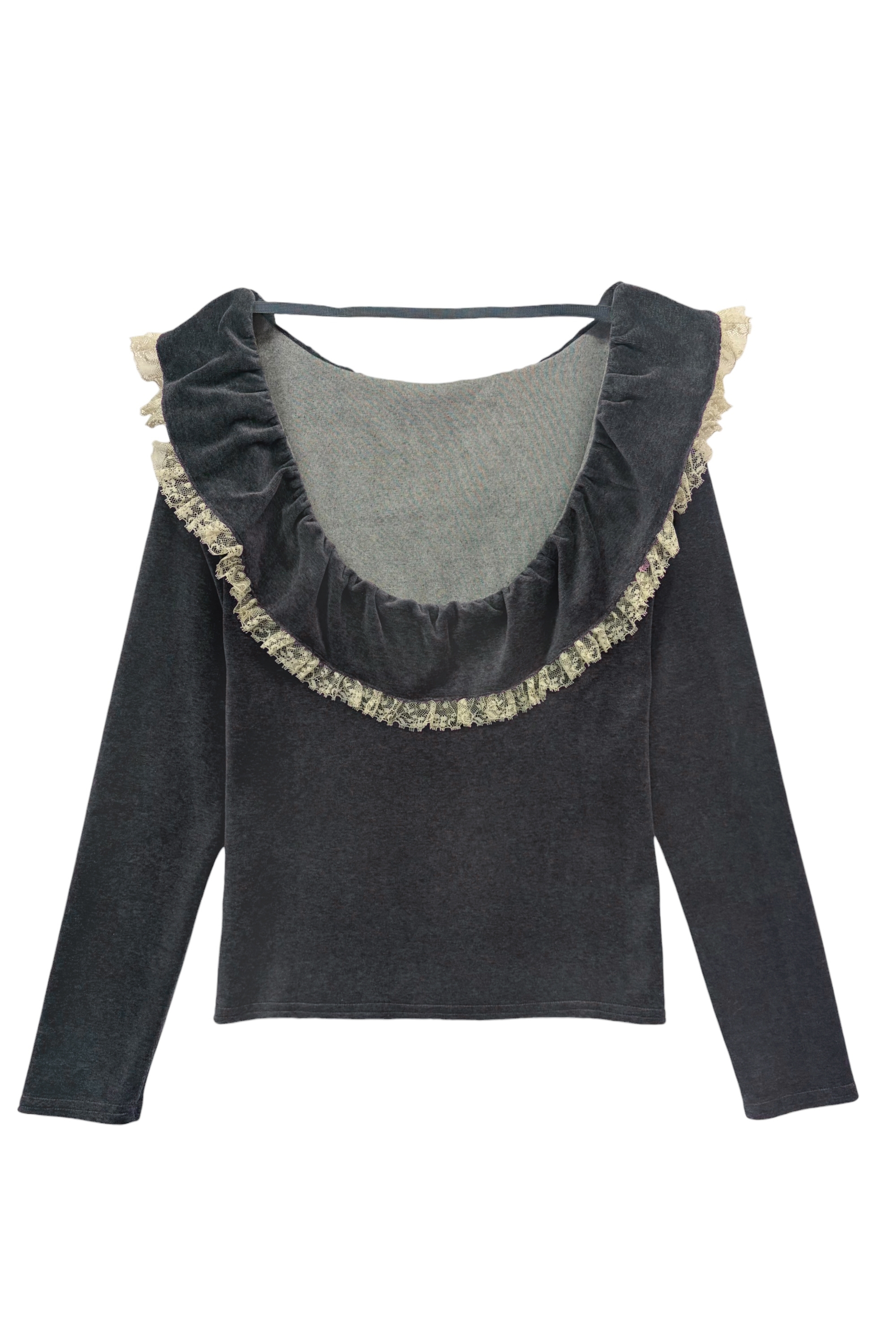 12月31までお値下げ　Back Open Velours Tops velour lace back open tops | HONEY MI HONEY