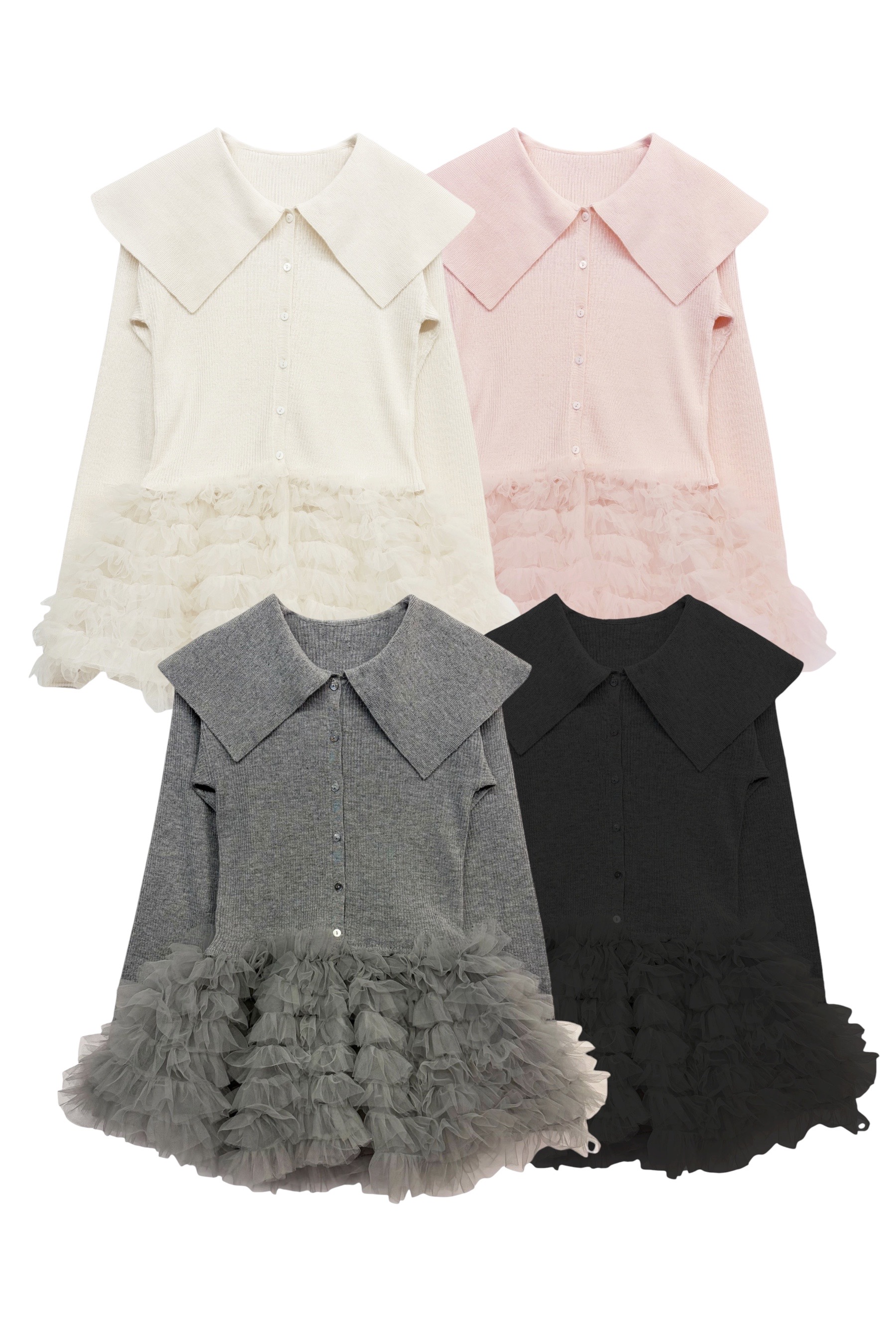 tulle peplum sailor knit cardigan | HONEY MI HONEY