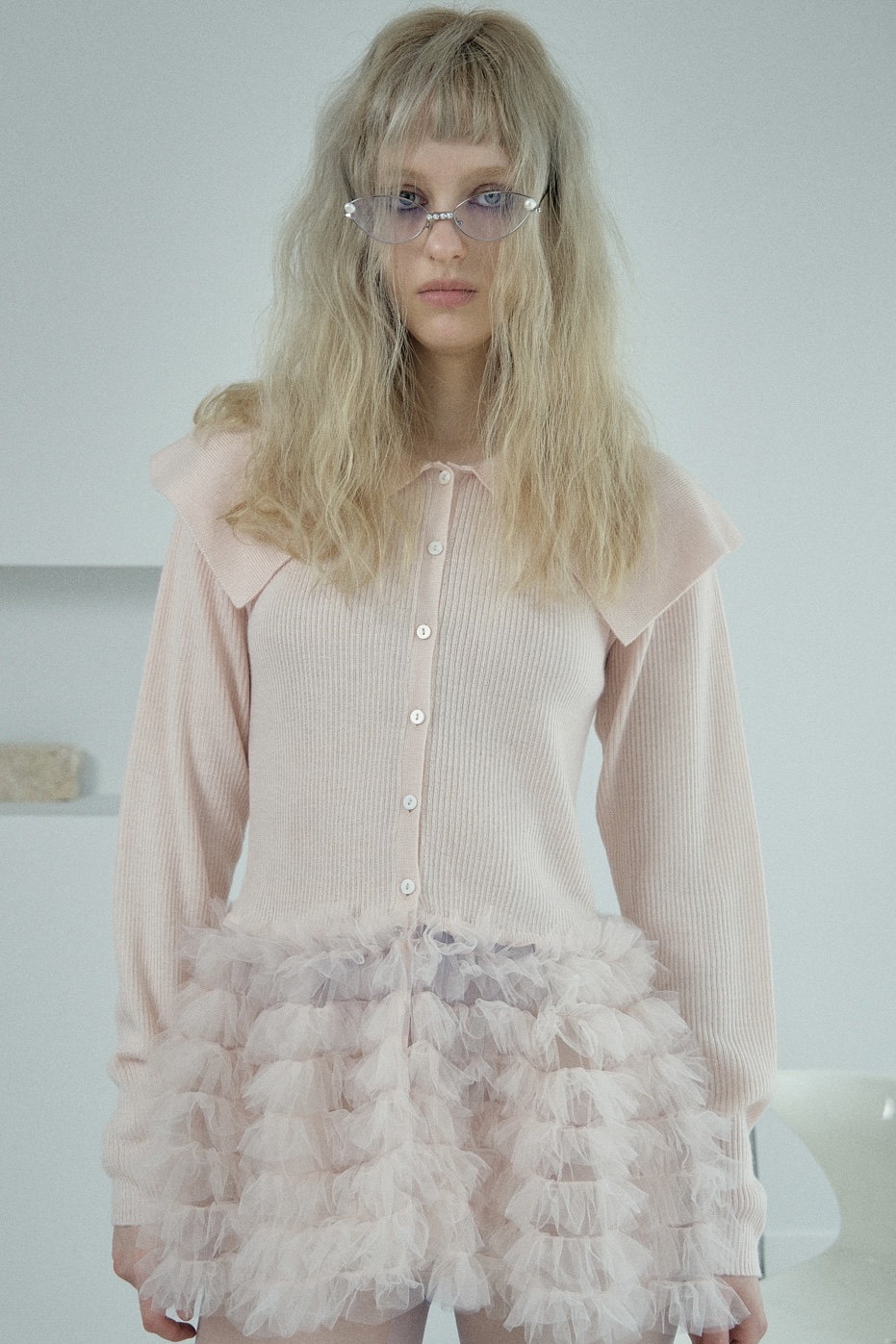 tulle peplum sailor knit cardigan | HONEY MI HONEY