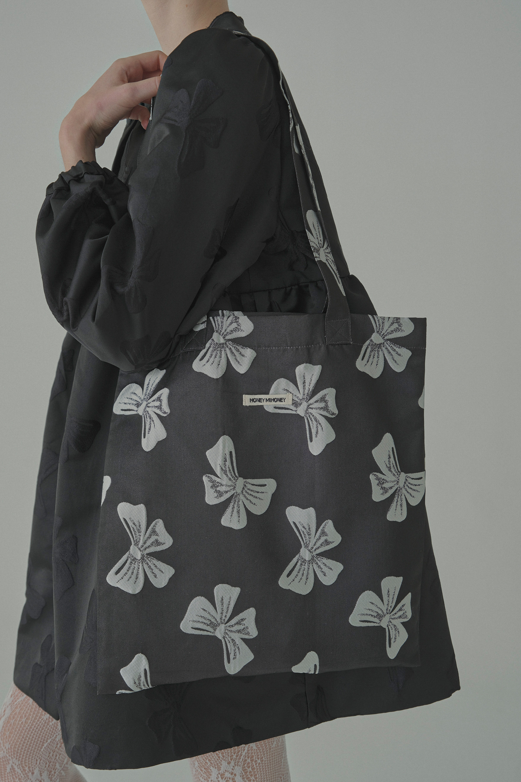 【HONEY MI HONEY】ribbon jacquard tote bag