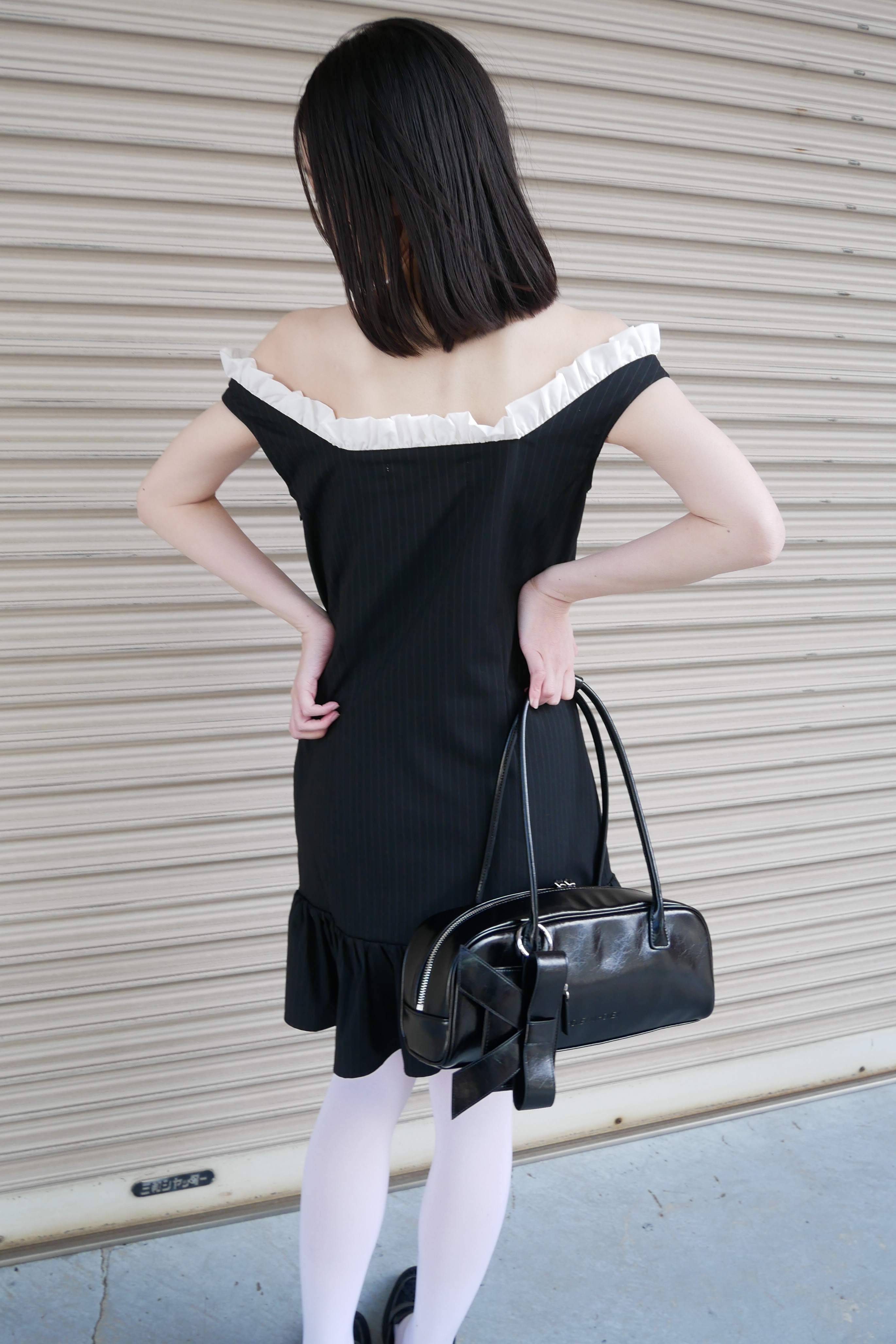 HONEY MI HONEY｜pinstripe ribbon mini one-piece