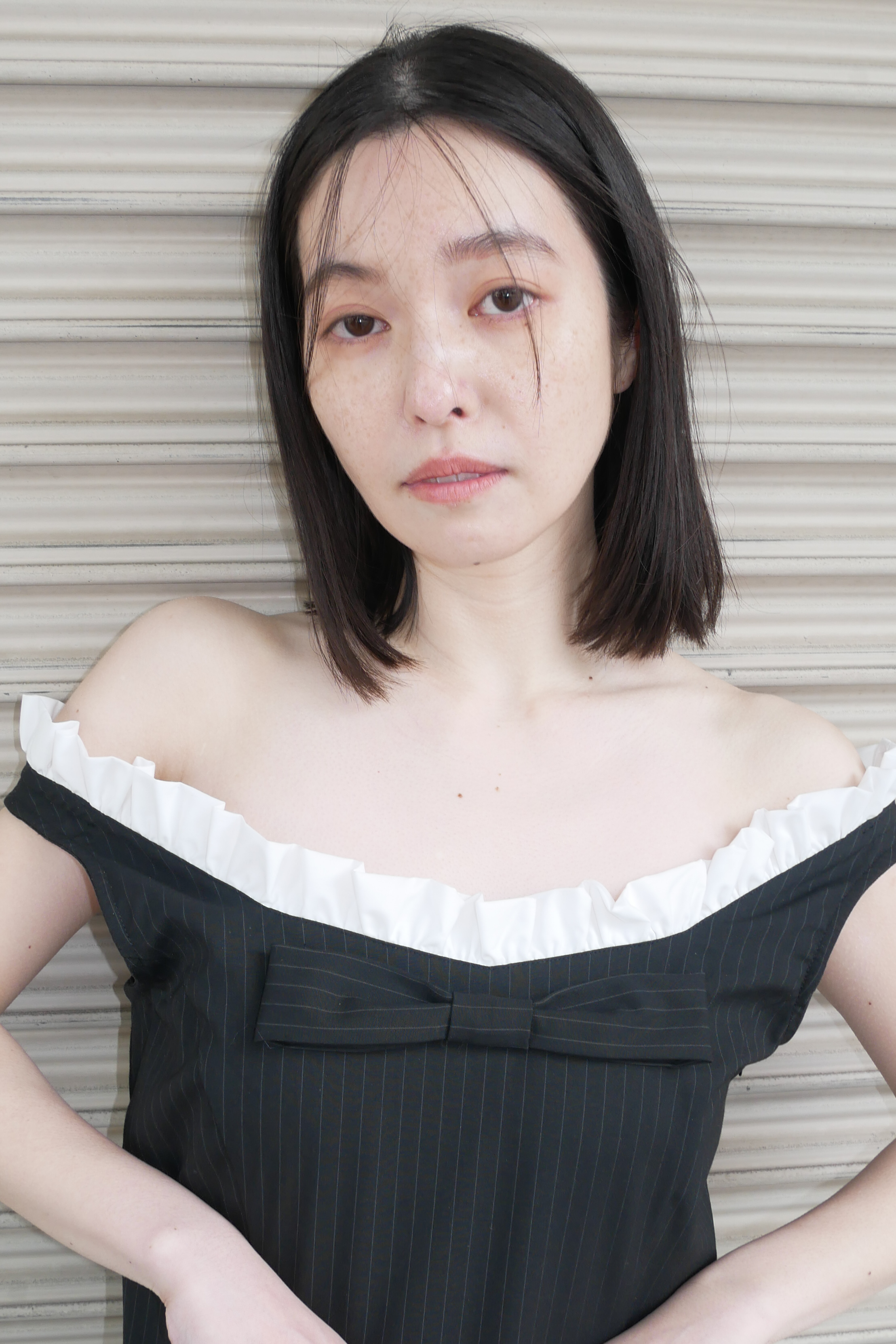 HONEY MI HONEY｜pinstripe ribbon mini one-piece