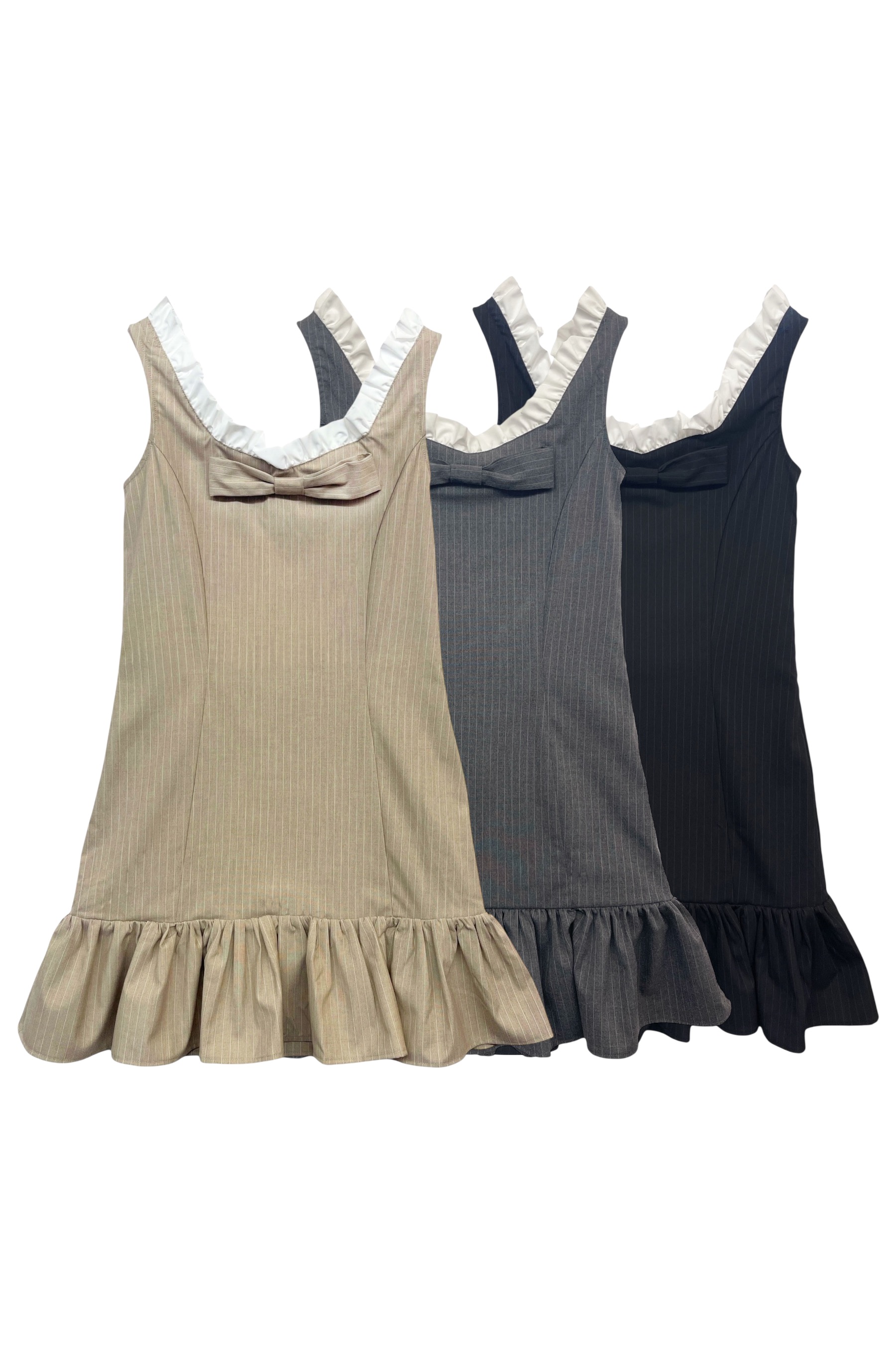 HONEY MI HONEY｜pinstripe ribbon mini one-piece