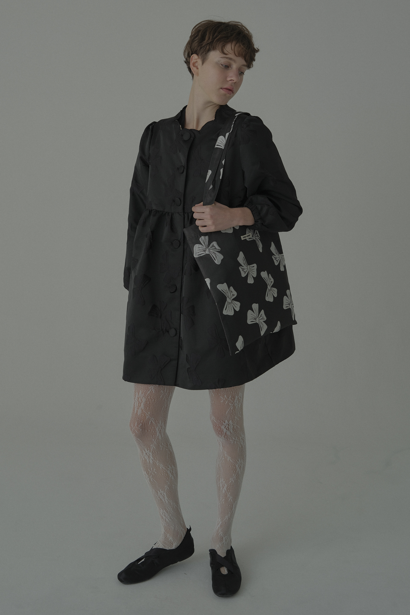 HONEY MI HONEY｜ribbon jacquard tunic jacket｜レディース