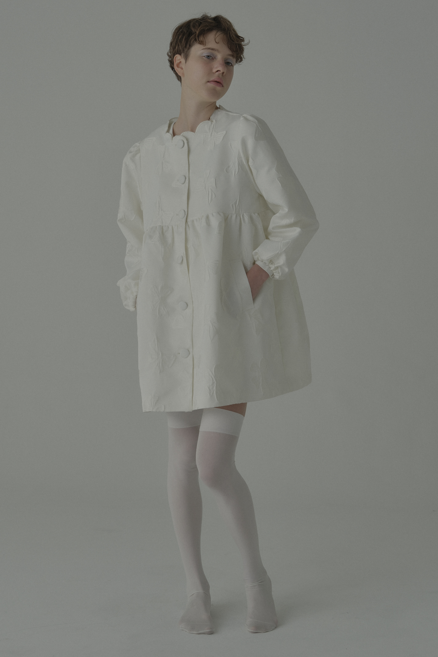 HONEY MI HONEY｜ribbon jacquard tunic jacket｜レディース