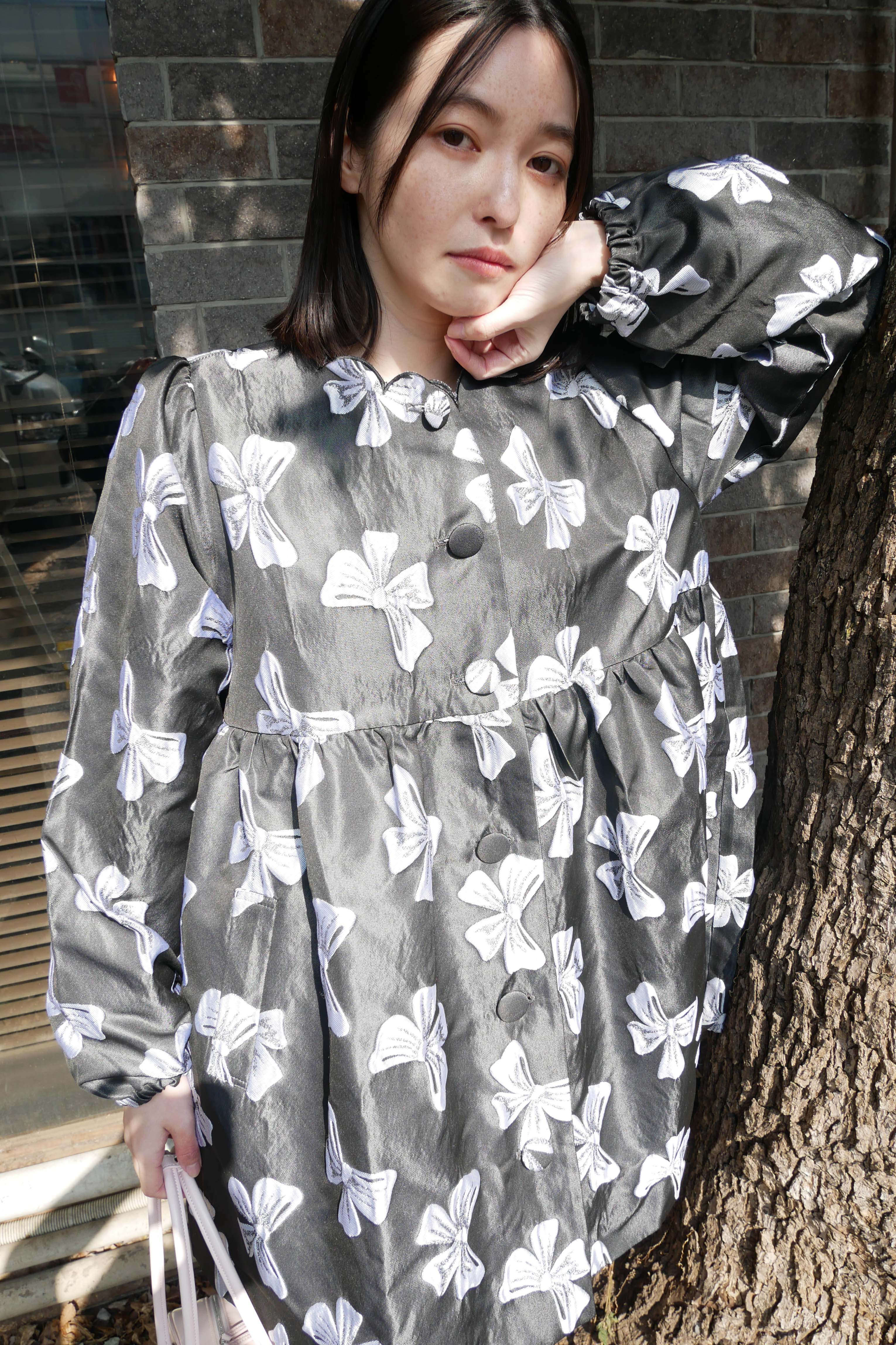 【HONEY MI HONEY】ribbon jacquard tunic jacket