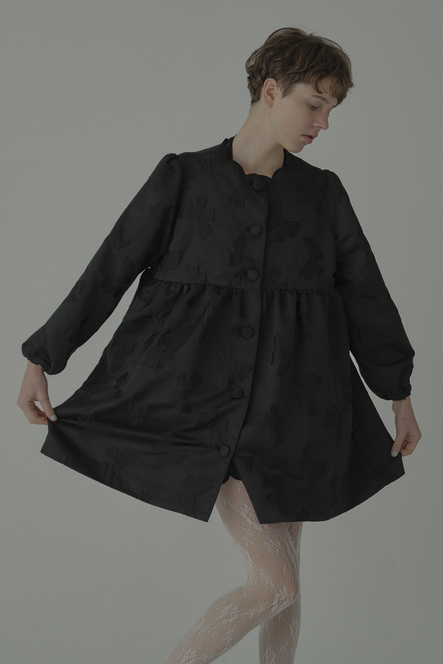 HONEY MI HONEY｜ribbon jacquard tunic jacket｜レディース