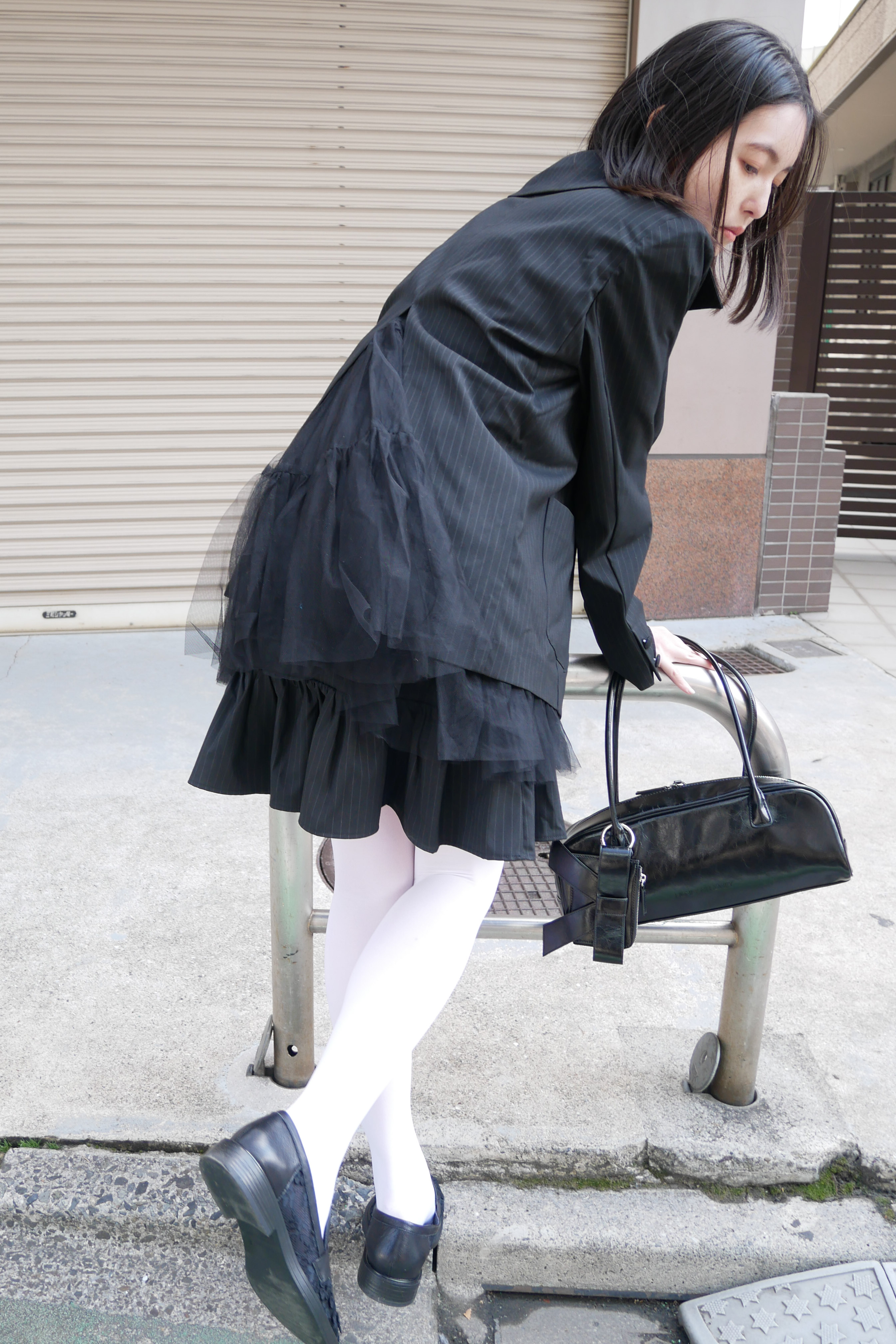 HONEY MI HONEY｜pinstripe tulle docking jacket