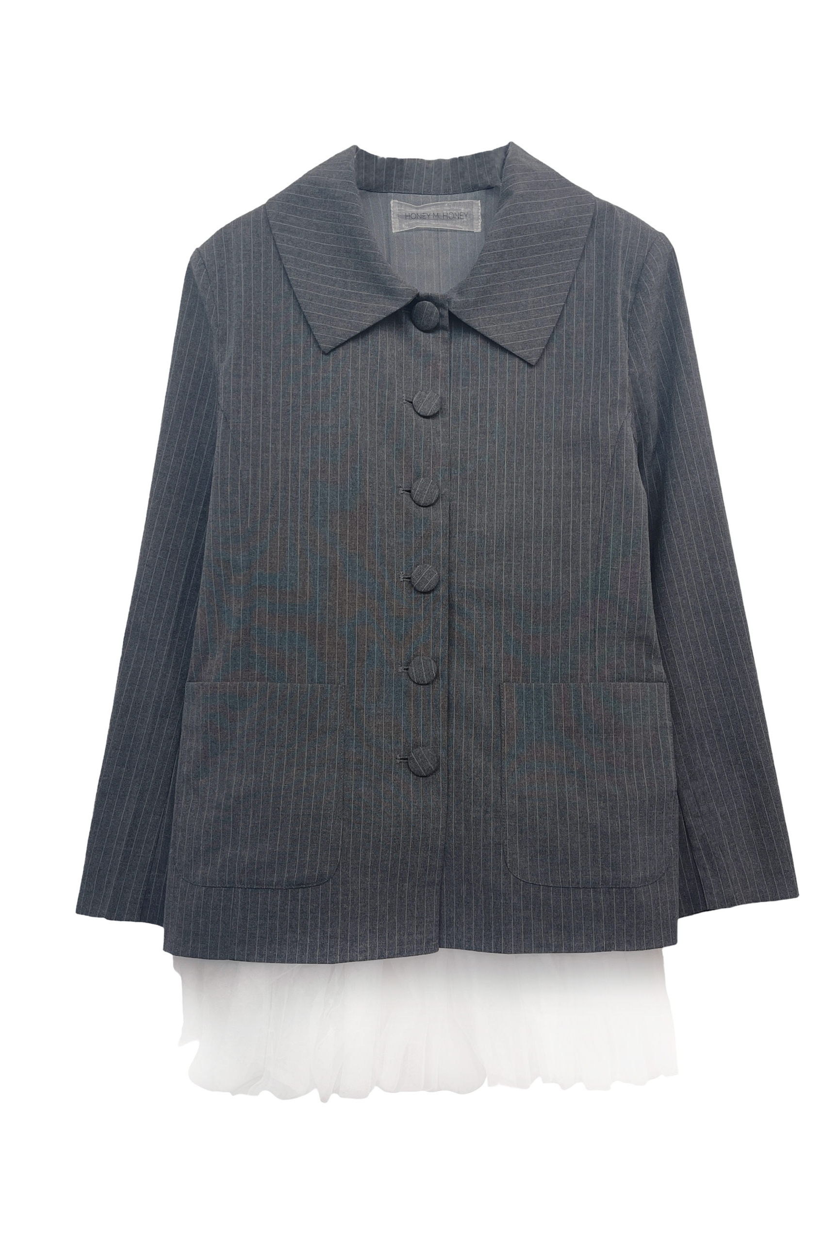 HONEY MI HONEY｜pinstripe tulle docking jacket