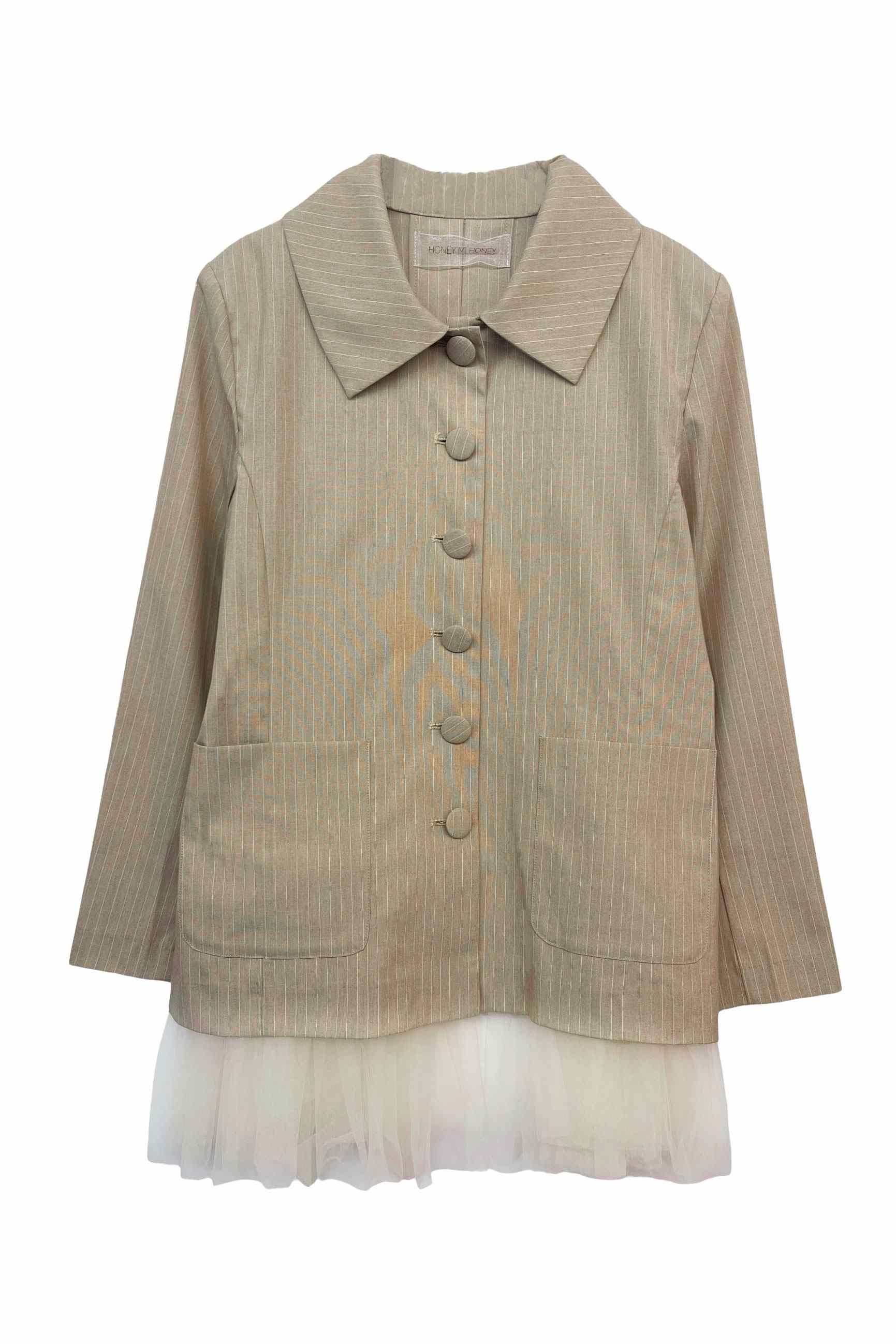 HONEY MI HONEY｜pinstripe tulle docking jacket